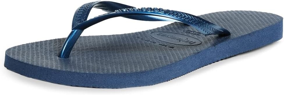 Havaianas Unisex Cushioned Footbed Slim Flip Flop Size 6 Women - 5 Men Navy