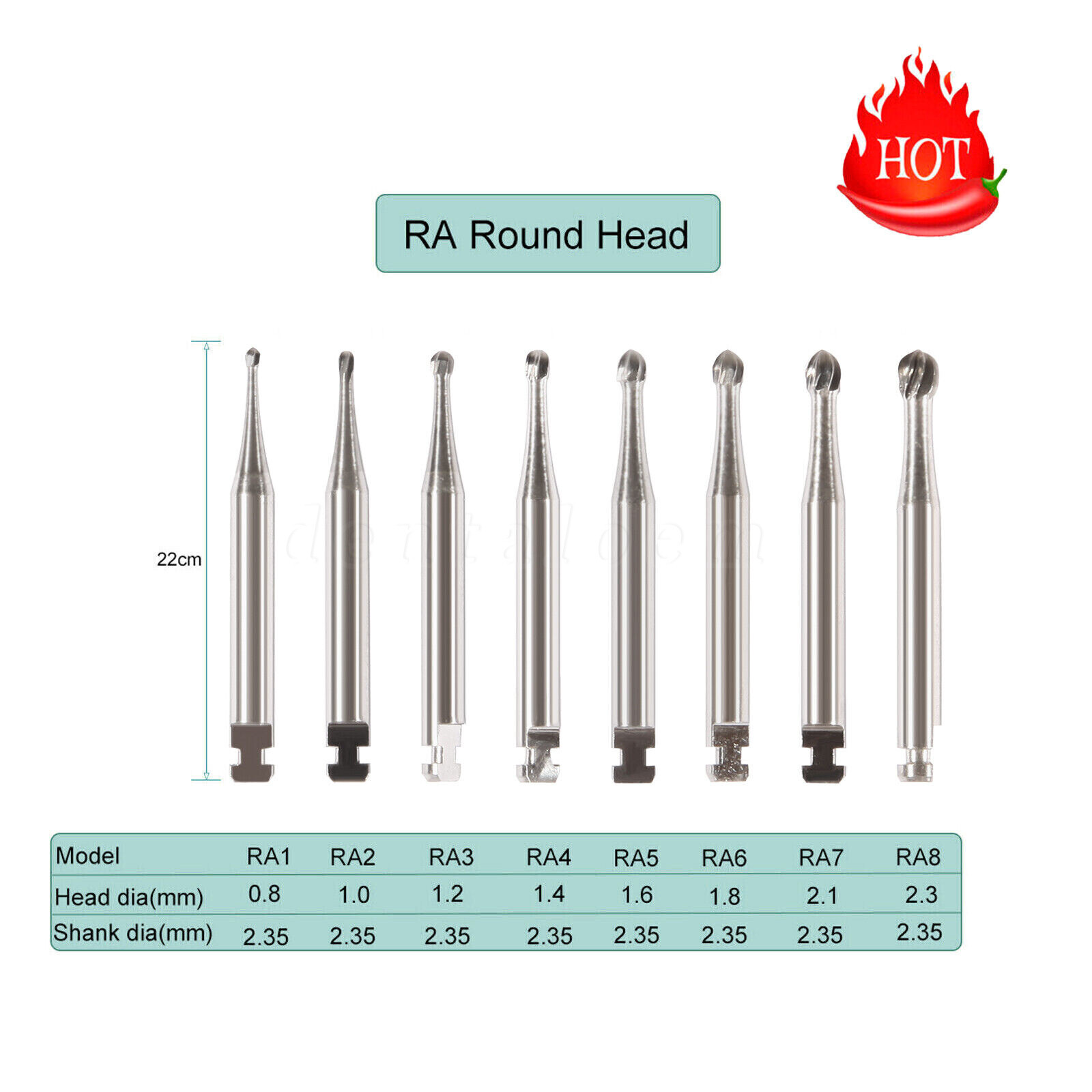 5-100 PCS DENTAL Round Carbide Bur for Slow Speed Latch RA1-8