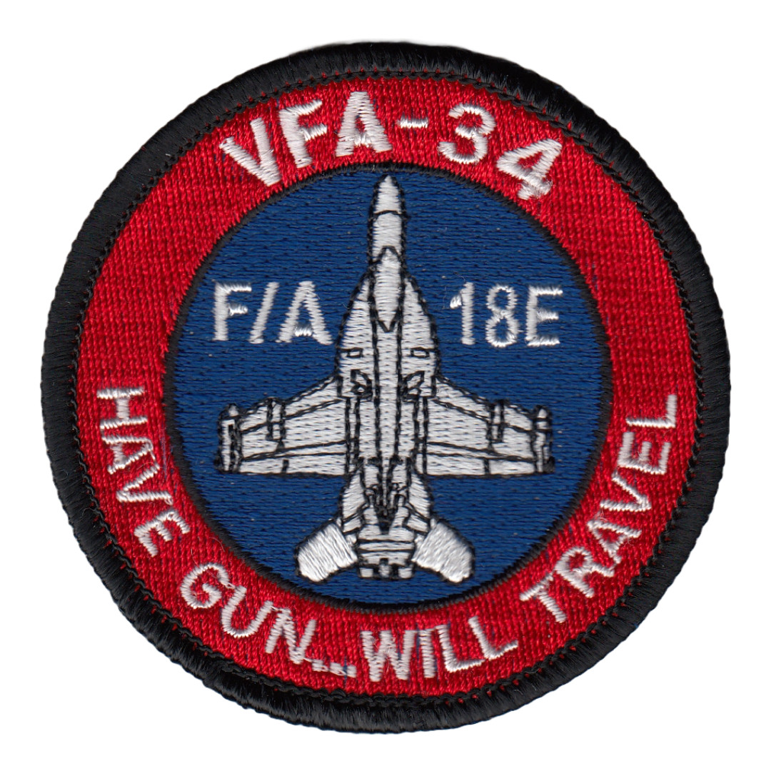 VFA-34 BLUE BLASTERS STANDARD F/A-18E HAVE GUN....WILL TRAVEL SHOULDER PATCH