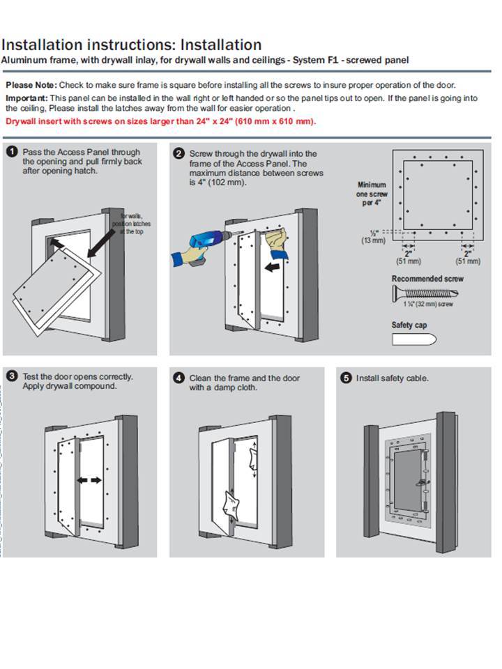 System F1 - Access Panel | Fixed Hinge | Touch Latches (½" Drywall, 8" X 8")