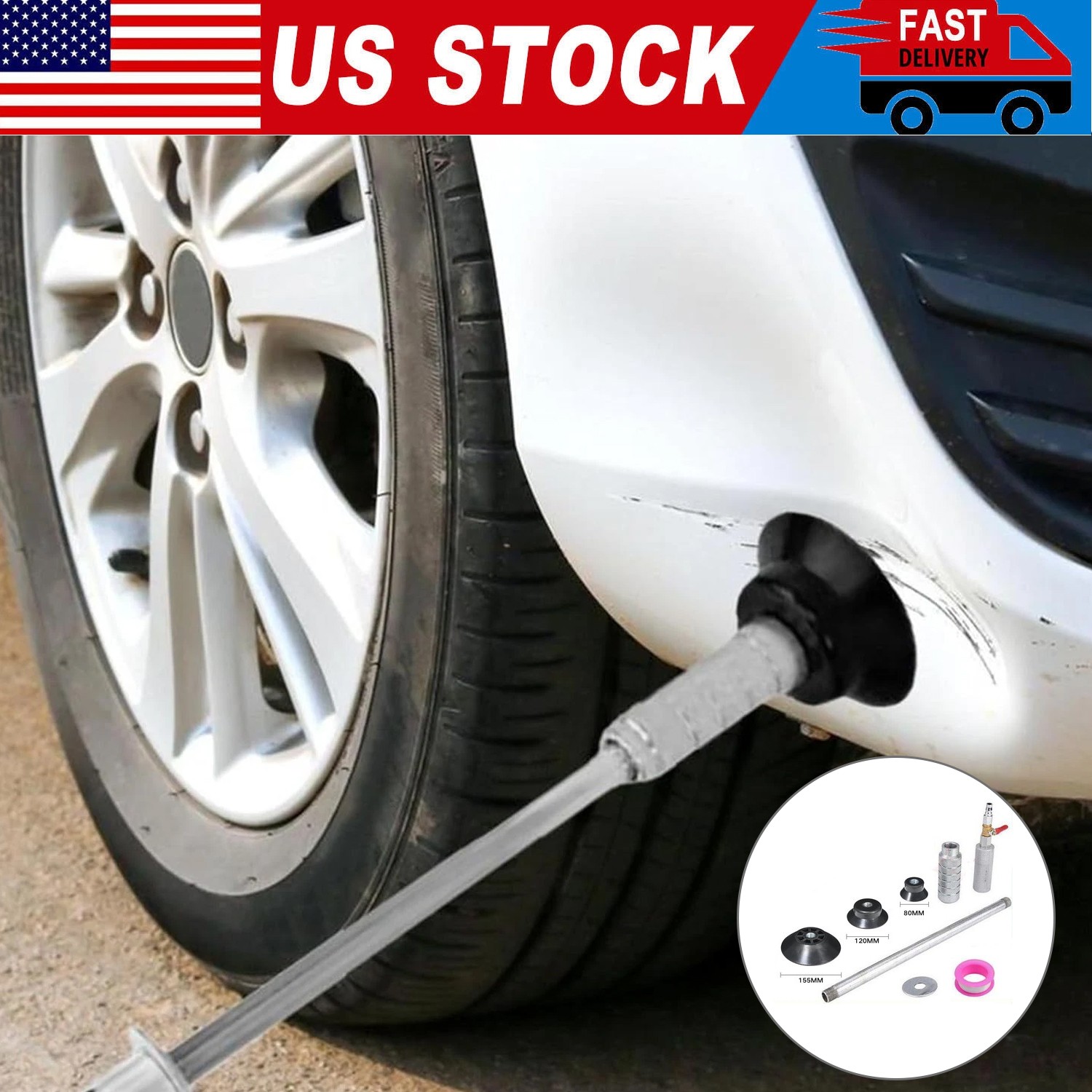 Air Pneumatic Dent Puller Car Auto Body Repair Suction Cup Slide Tool Hammer Kit