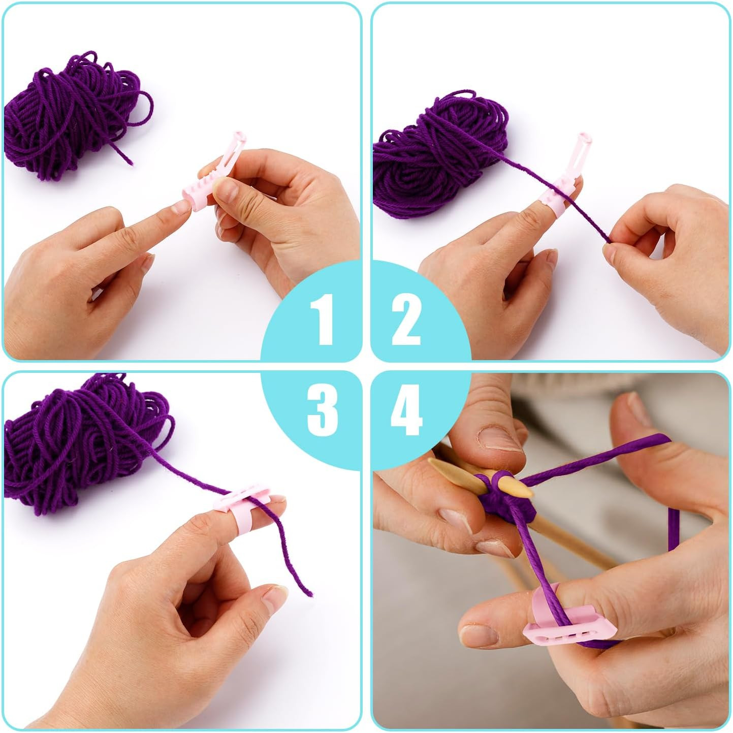 4Pcs Adjustable Yarn Guide Ring Crochet Knitting Finger Tool for DIY Crafts