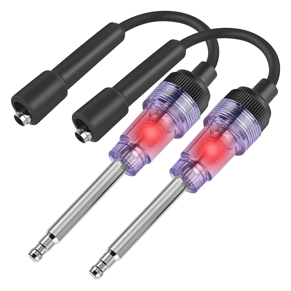 2PCS Inline Spark Plug Tester, Straight Boot Engine Ignition White/2PCS
