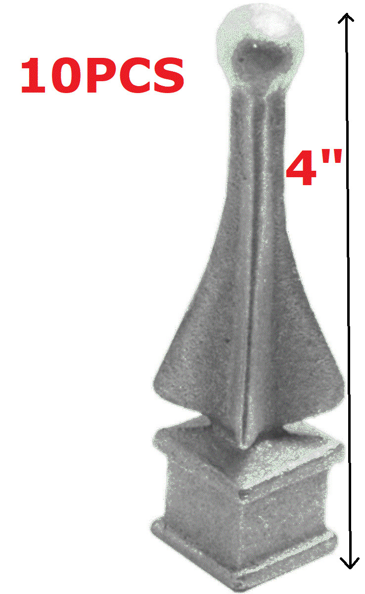 1/2" Finial Quad w/ Ball Square Pipe Gate Fence Topper Ornamental x10 Cast Iron