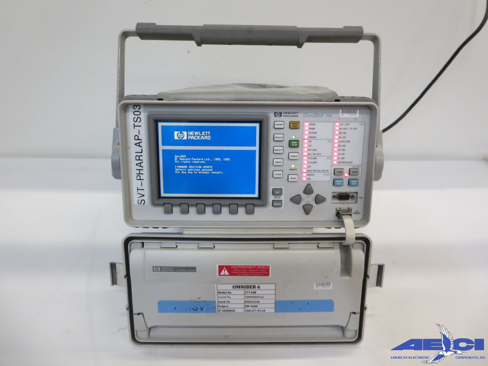 AGILENT 37718B COMMUNICATIONS PERFORMANCE ANALYZER W/ OPTIONS 001 012 106 601