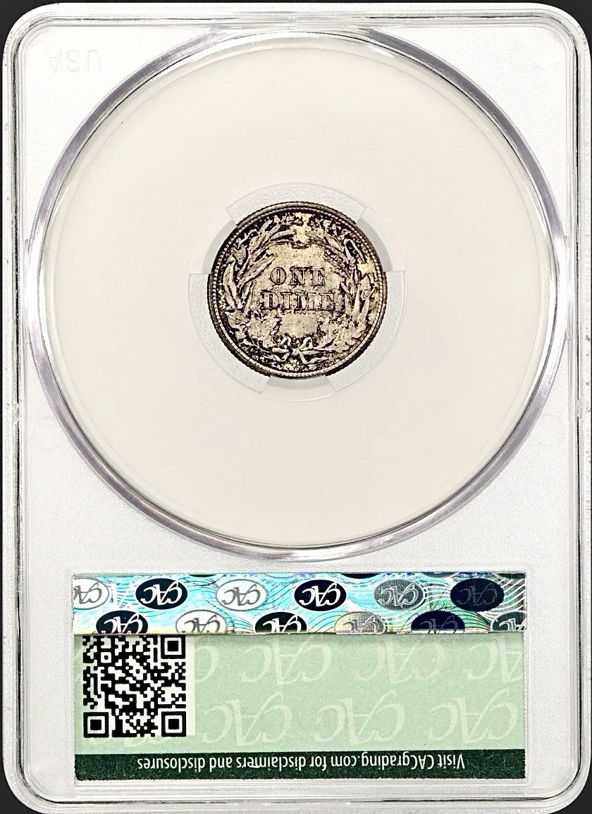 1911 BARBER DIME CACG MS65