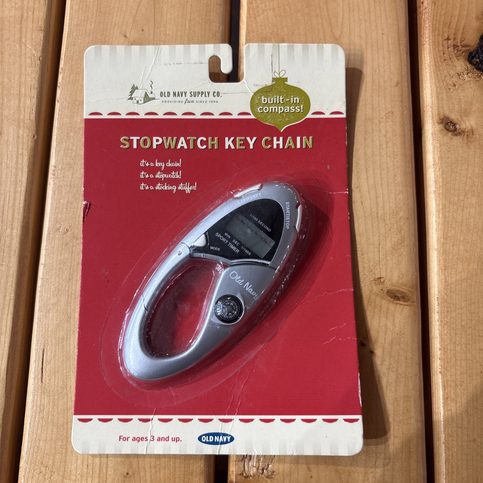 Vintage Old Navy Supply Company Stopwatch Key Chain W Compass New Sealed