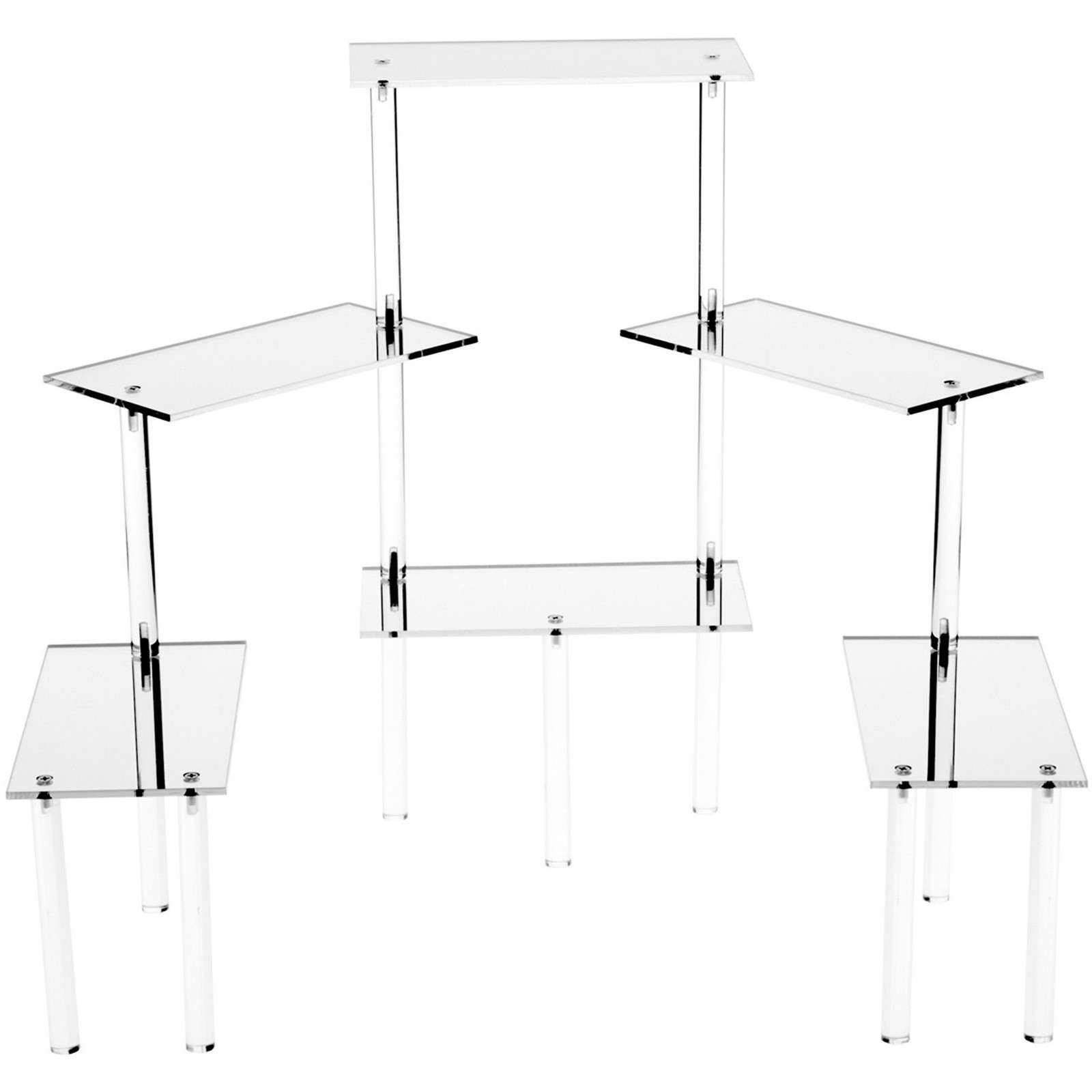 Plymor Acrylic Rectangle 6-Platform Multi-Item Riser (Mirrored), 18.75"H x 39"W