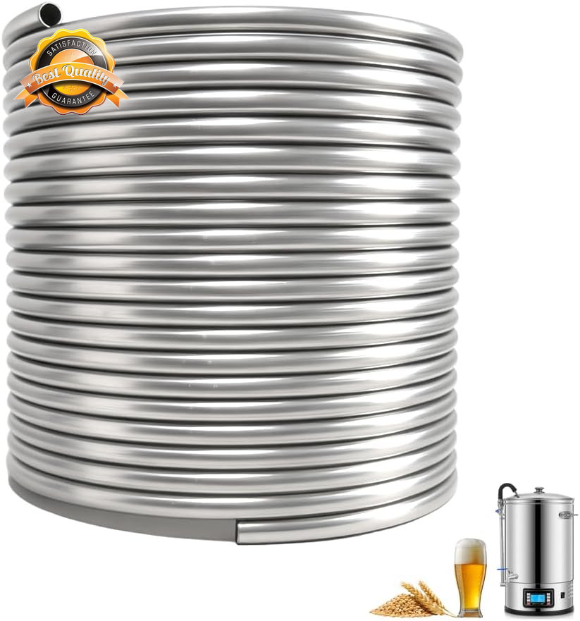 1/2" X 50Ft 304 Stainless Steel Tubing Coil, Food Grade Welded Immersion Wort Ch