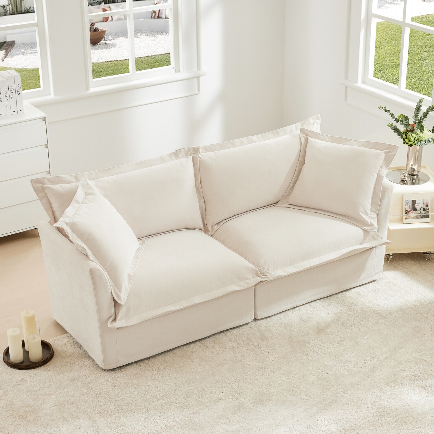 83.4'' Modern Loveseat Sofa 2-Seater Chenille Upholstered Sofa Living Room Sofa