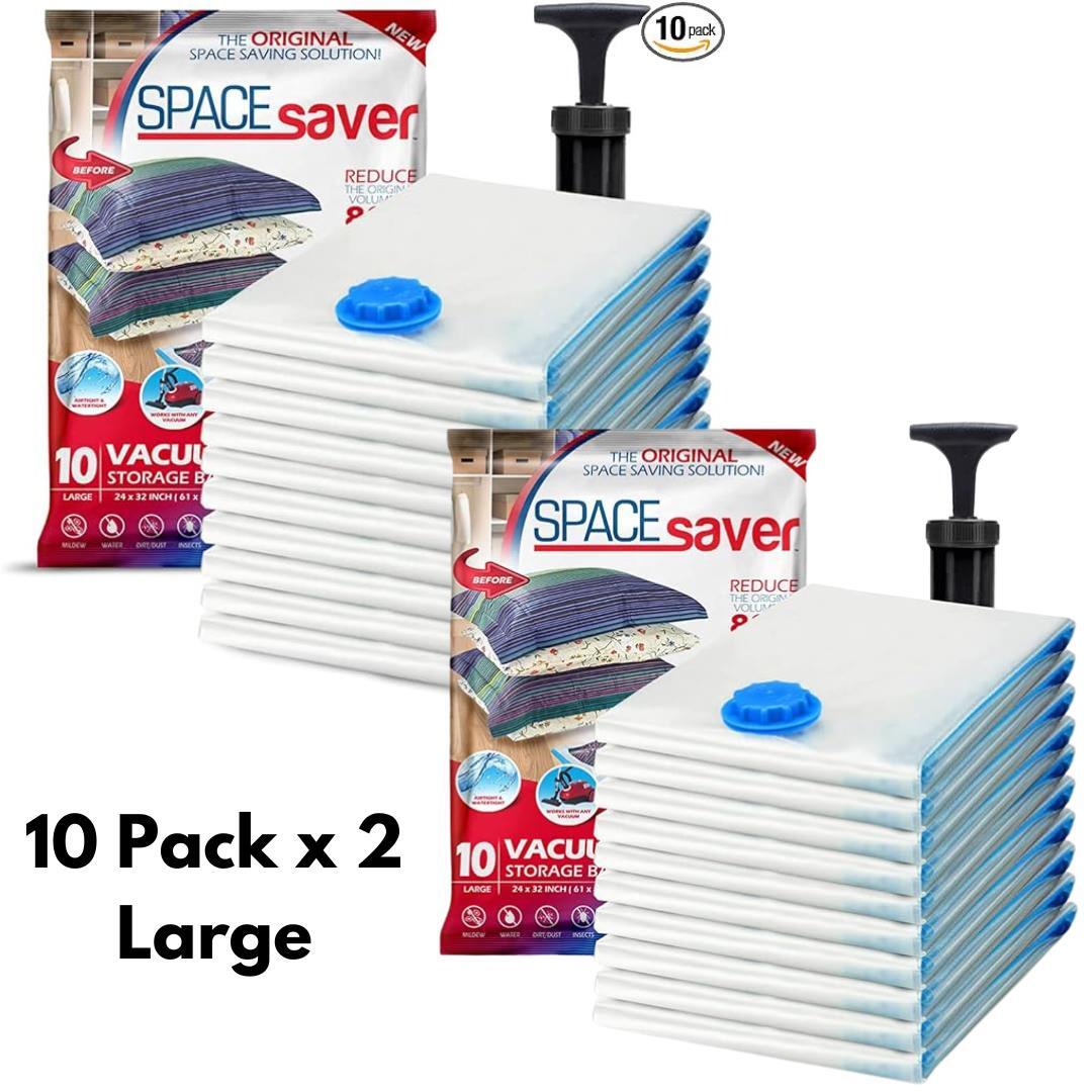 Spacesaver Vacuum Storage Bags for Clothes Storage, 10 Pack x 2 - Large