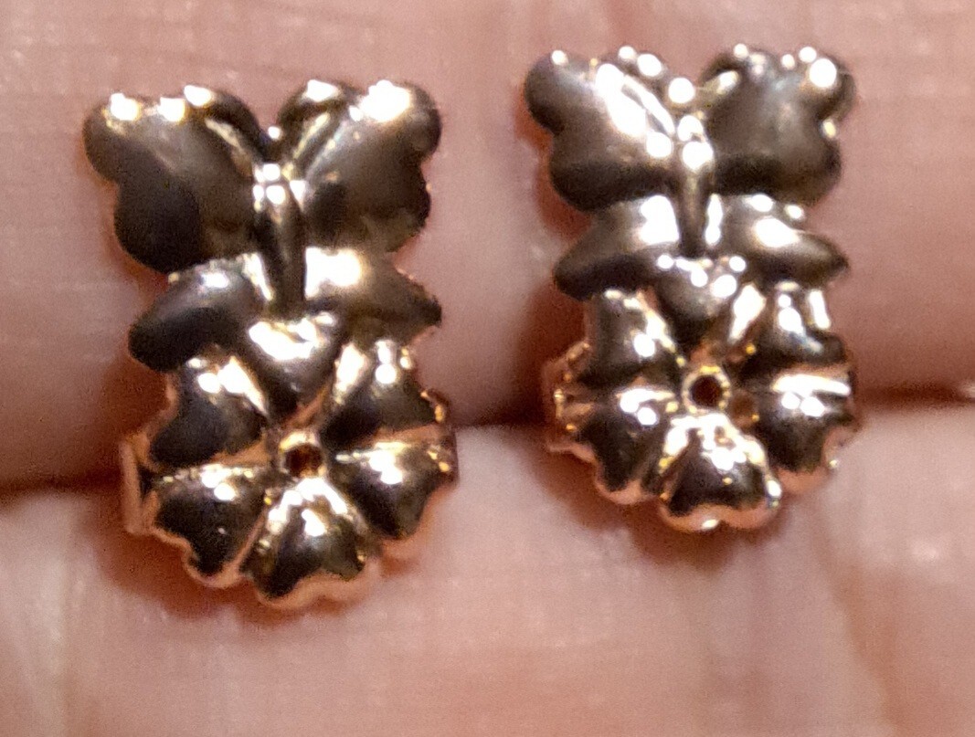 EARRING LIFTER PUSH BACKS 14K ROSE GOLD OL-STERLING SILVER BUTTERFLY ON FLOWER
