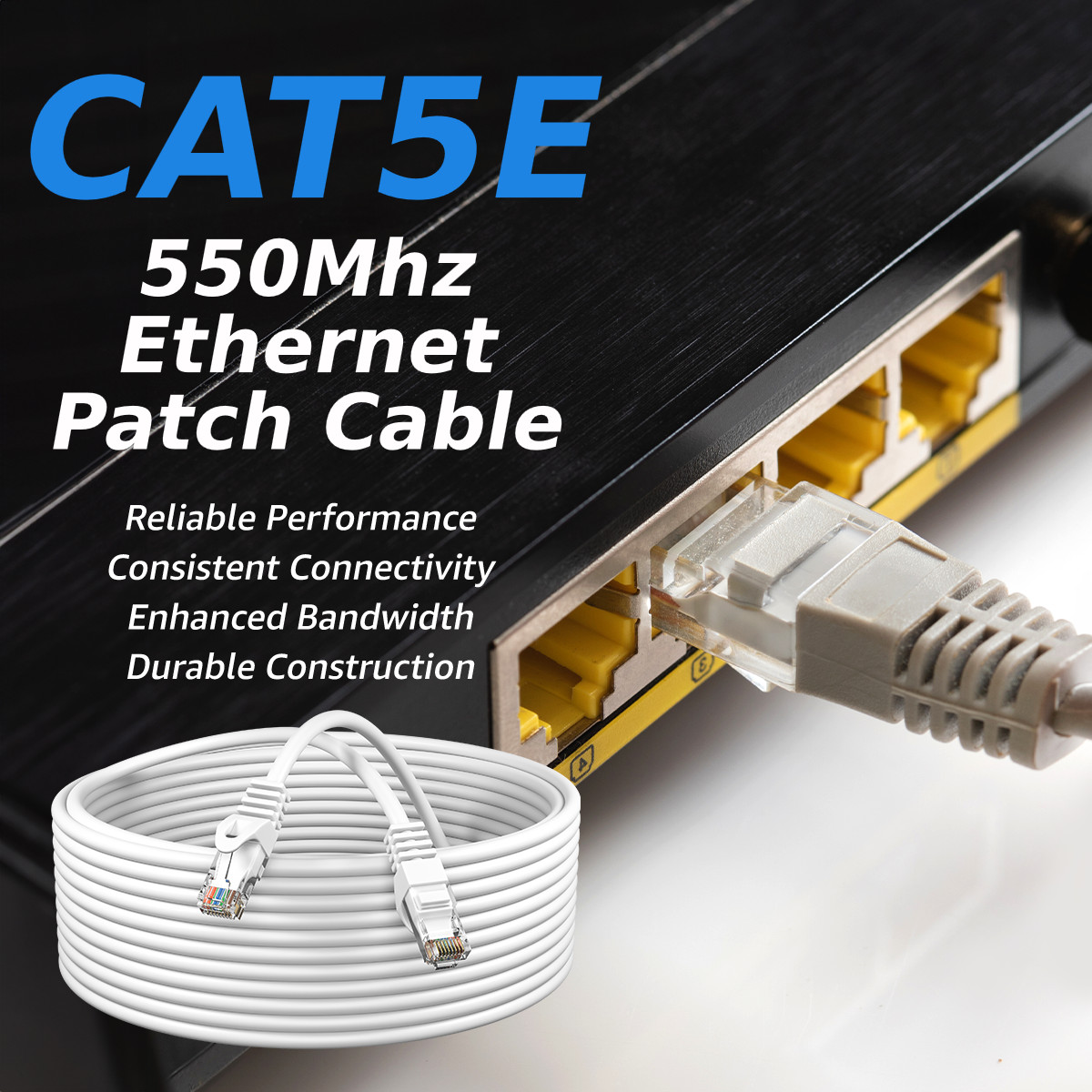 2 pcs 5FT Cat5e Ethernet Cable RJ45 UTP LAN Patch Cord Gaming Xbox PS4 White