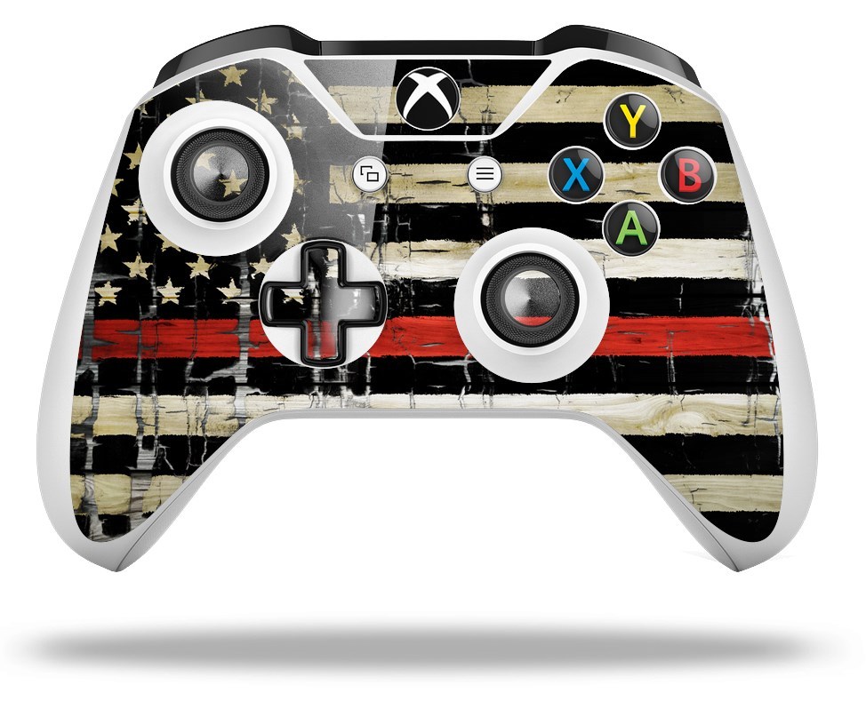 Skin for XBOX One S X Controller Painted Cracked Red Line USA American Flag