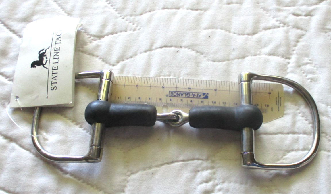 NEW 4 3/4'' STATE LINE TACK ESSEX BLACK RUBBER DEESNAFFLE  BIT