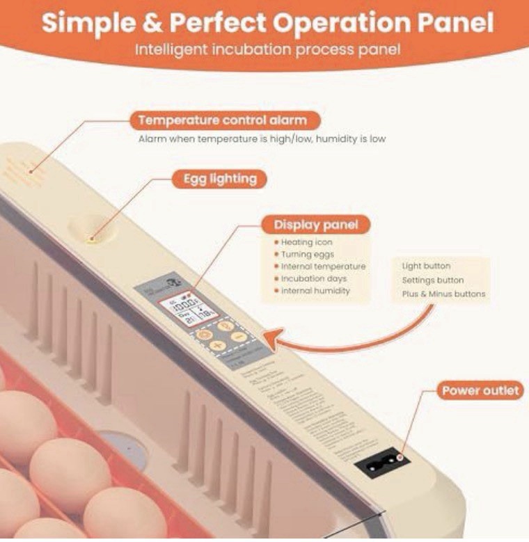 Egg Incubator with Auto Turning and Humidity Control, 36-60 Eggs Hatcher
