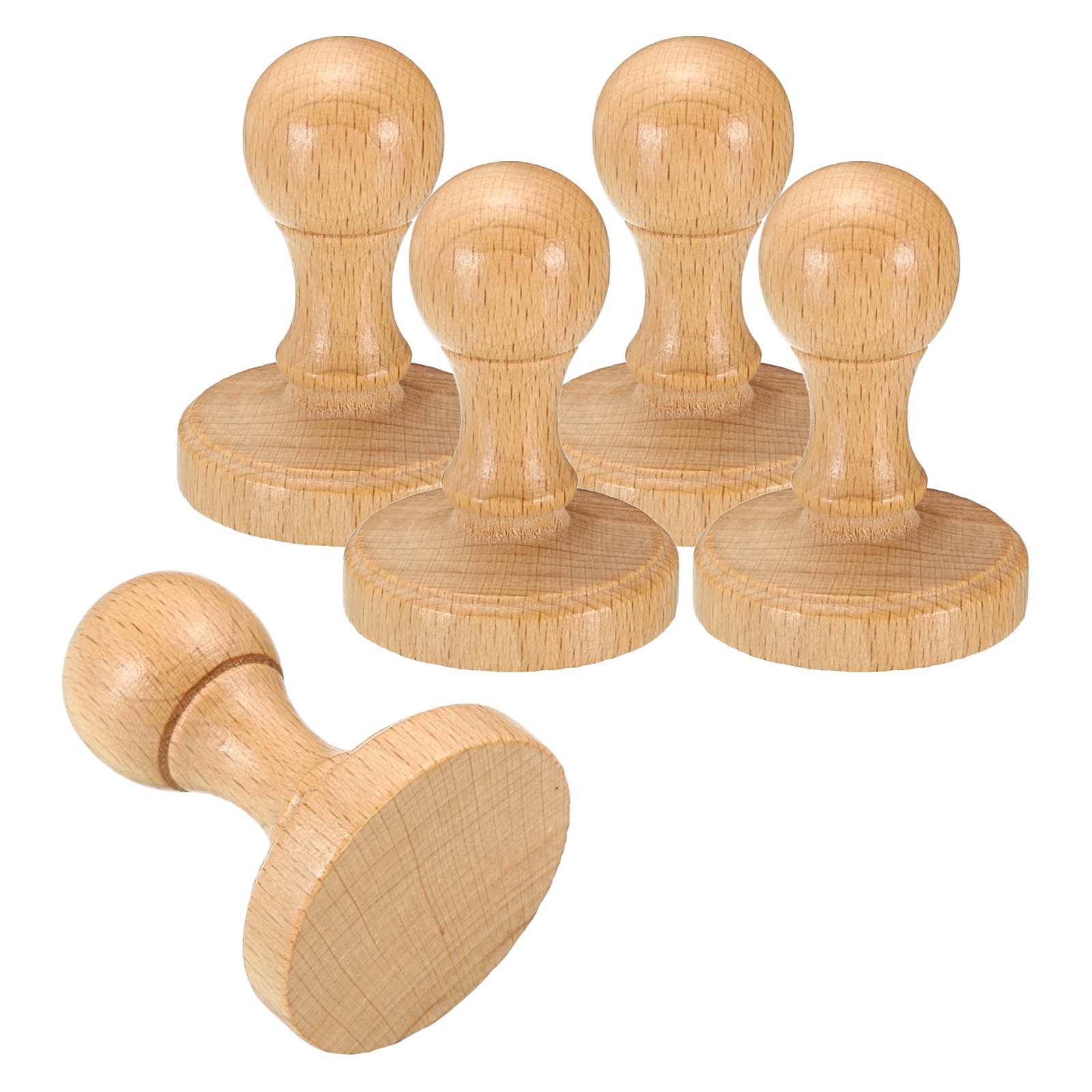 5pcs 45mm Stamp Wood Round Handle Wooden Knobs Stamp Mounts Drawer Pulls