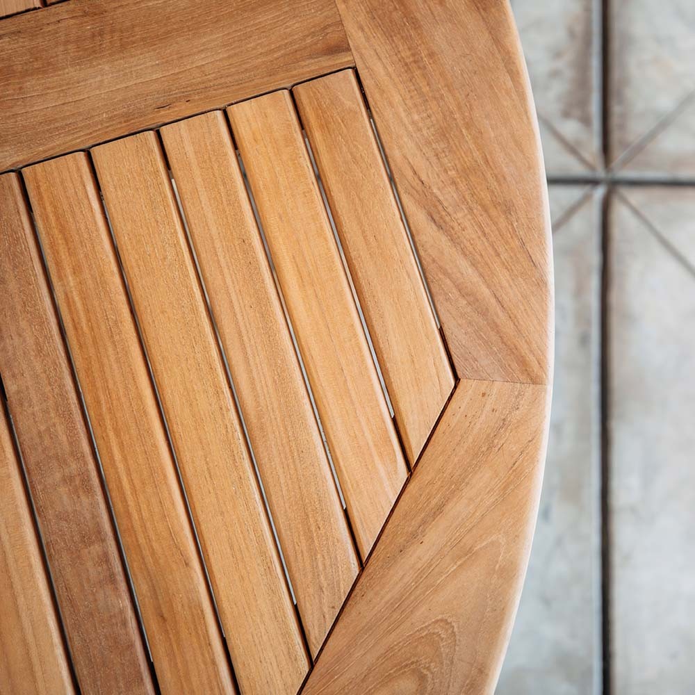 Ash & Ember Grade A Teak 59" Round Dining Table with Granite Lazy Susan