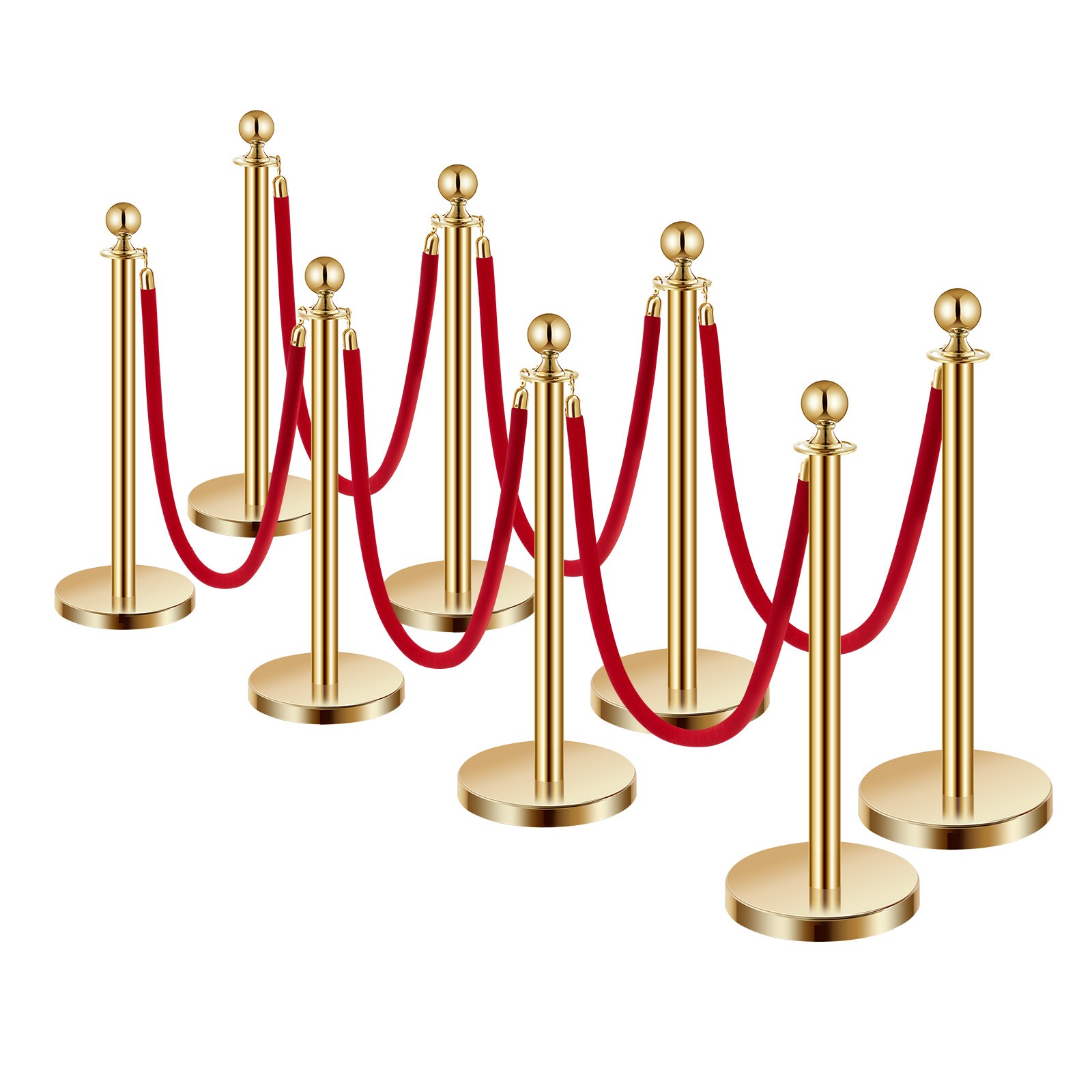 VEVOR 8Pcs Stanchion Post Queue Barrier Crowd Control Sand Injection Base Gold