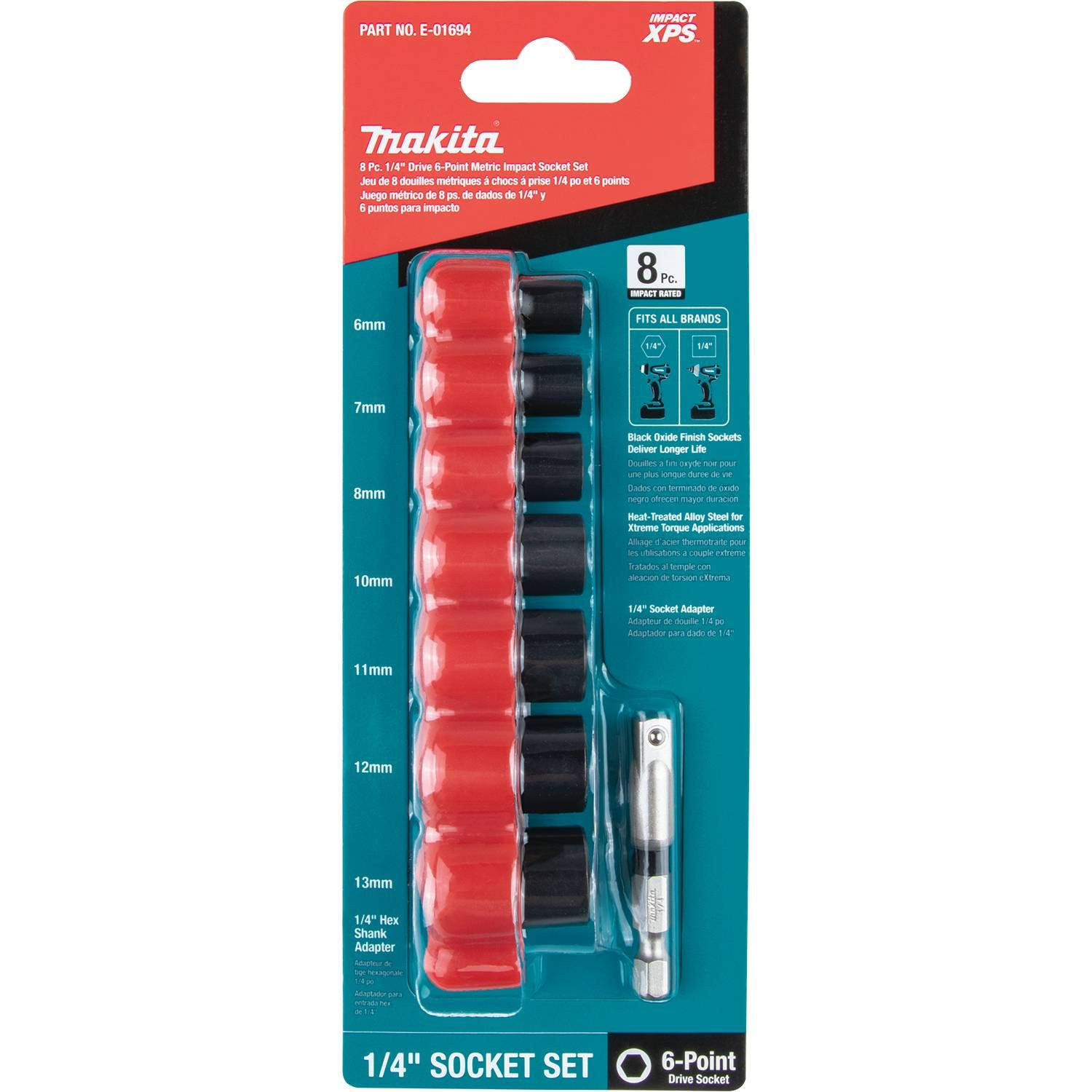 Impact XPS 8 Piece 1 4 Drive 6 Point Metric Impact Socket Set with Adapter