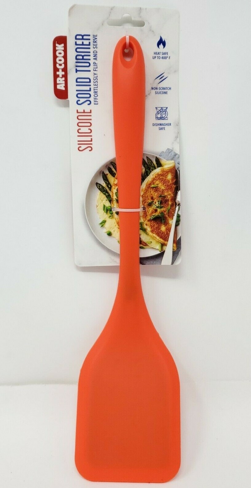 Art & Cook 10.5" Silicone Solid Turner, Kitchen Cooking Serving Utensil, Orange