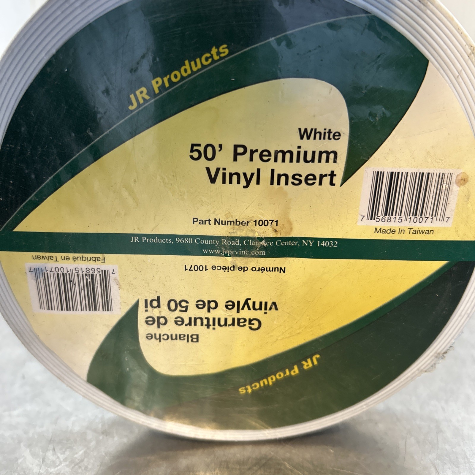 JR Products 10071 Premium Vinyl Insert - White, 1" x 50'