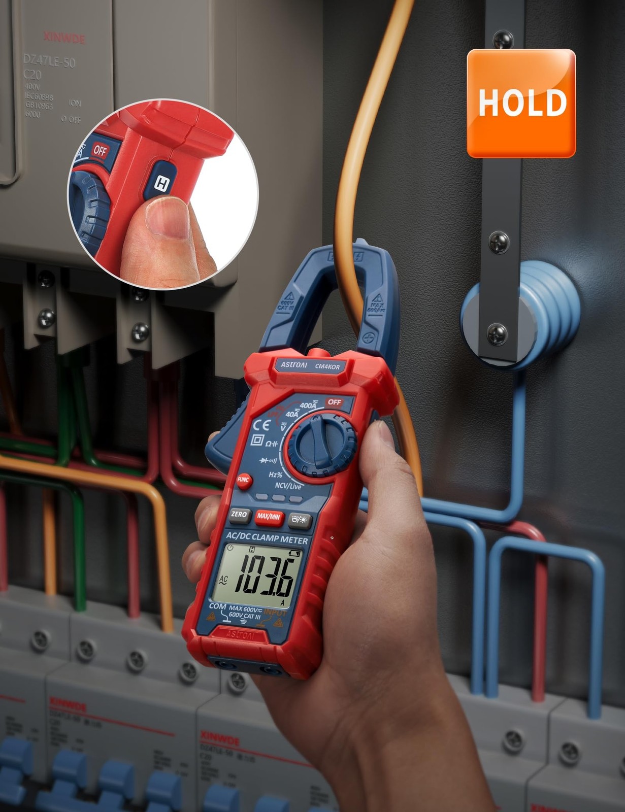 AstroAI Digital Clamp Meter Multimeter 4000 Counts Auto-ranging Amp Tester Me...