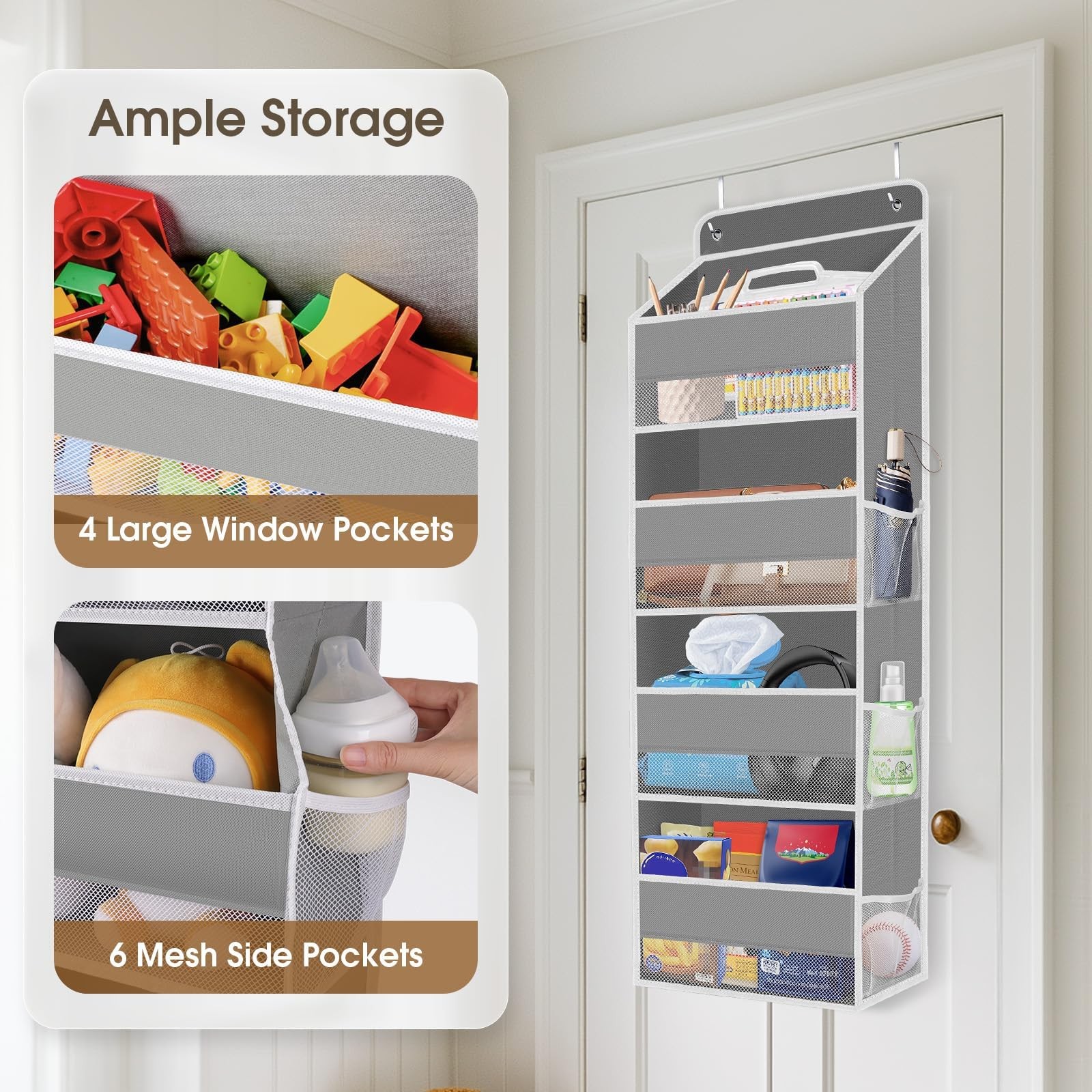 1 Pack Over The Door Organizer, Hanging Storage Organizer with Clear Window, ...