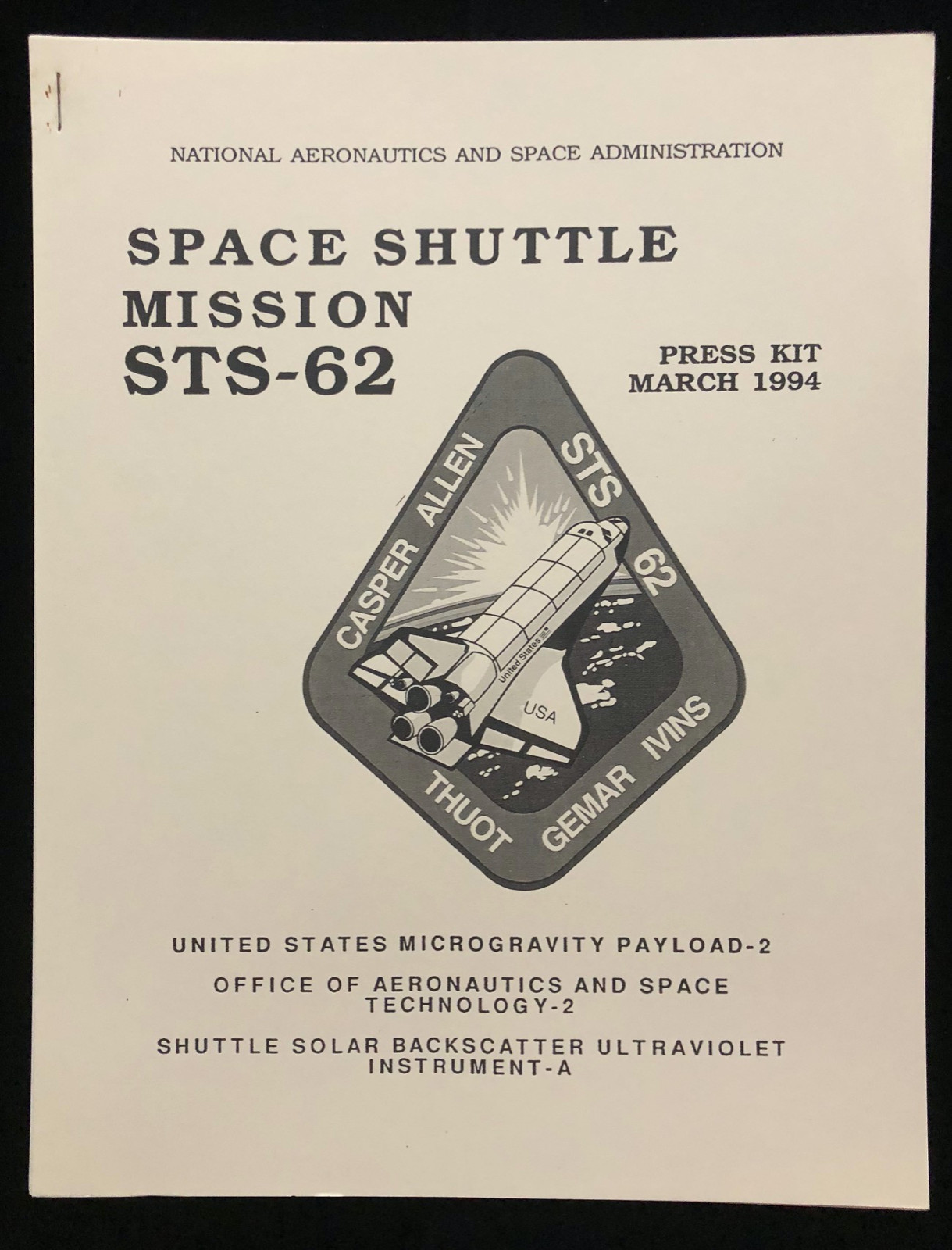 STS-62 NASA RELEASED SPACE SHUTTLE MISSION PRESS KIT