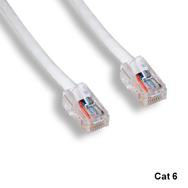 KNTK White 5' Cat6 UTP Ethernet Cable 24AWG 550MHz RJ45 Network Non-Booted Type