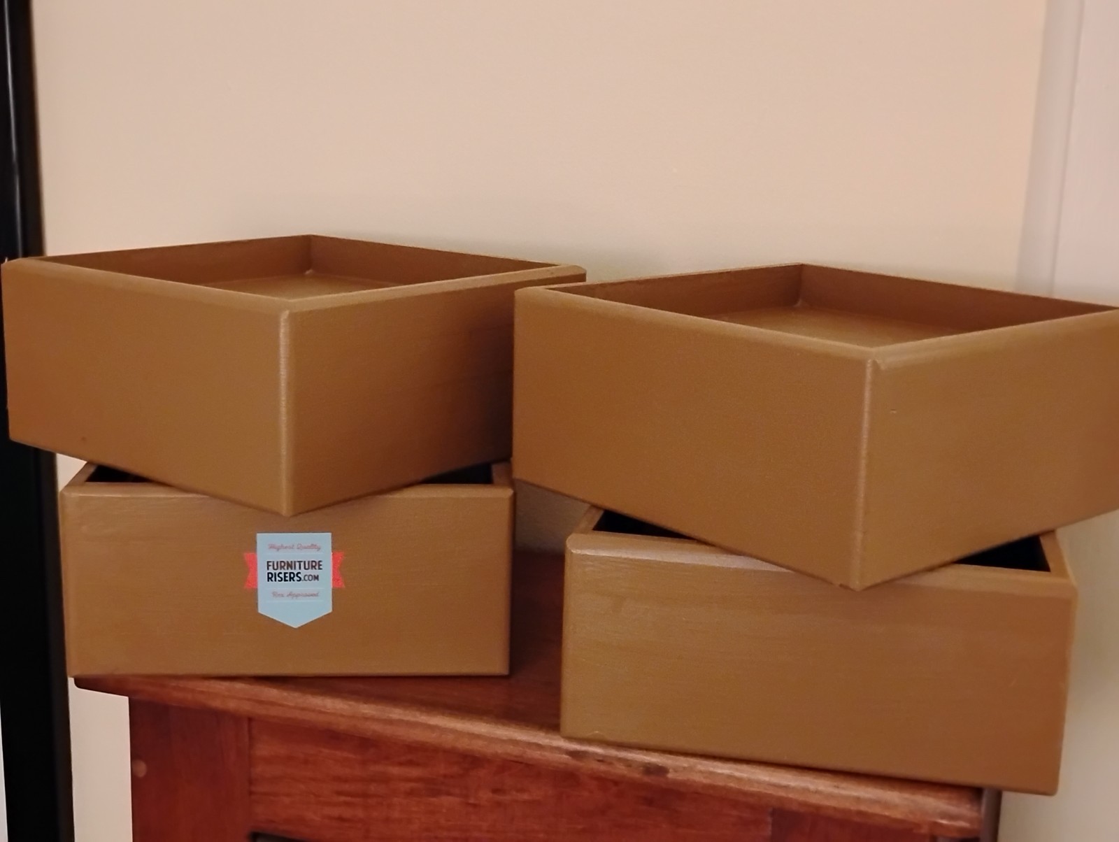 (4) Highest Quality Wooden Furniture Risers  9"X 9"X 4"(high) 1"(deep)