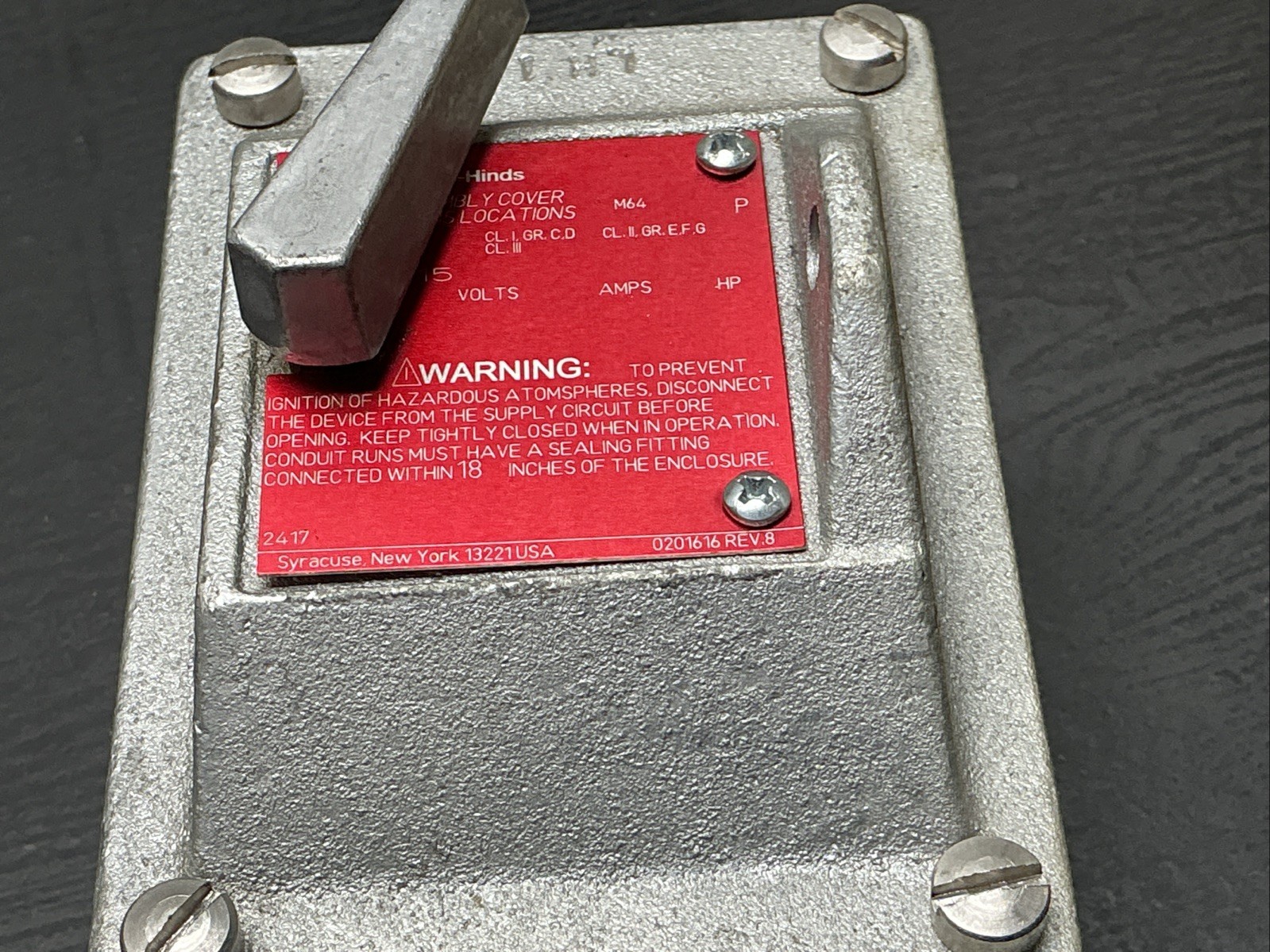 Crouse Hinds Exp Proof Control Assembly Cover | DS415 |