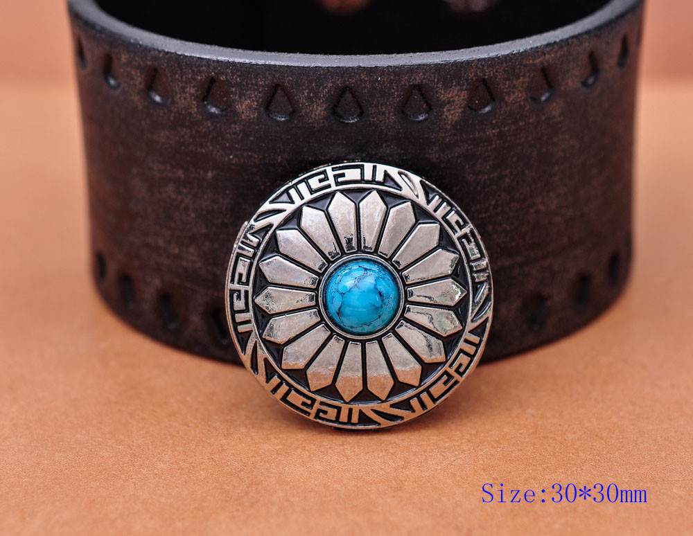 10 Pieces 30mm Tribal Sewing Coat Closures Leathercraft Shank Button Turquoise