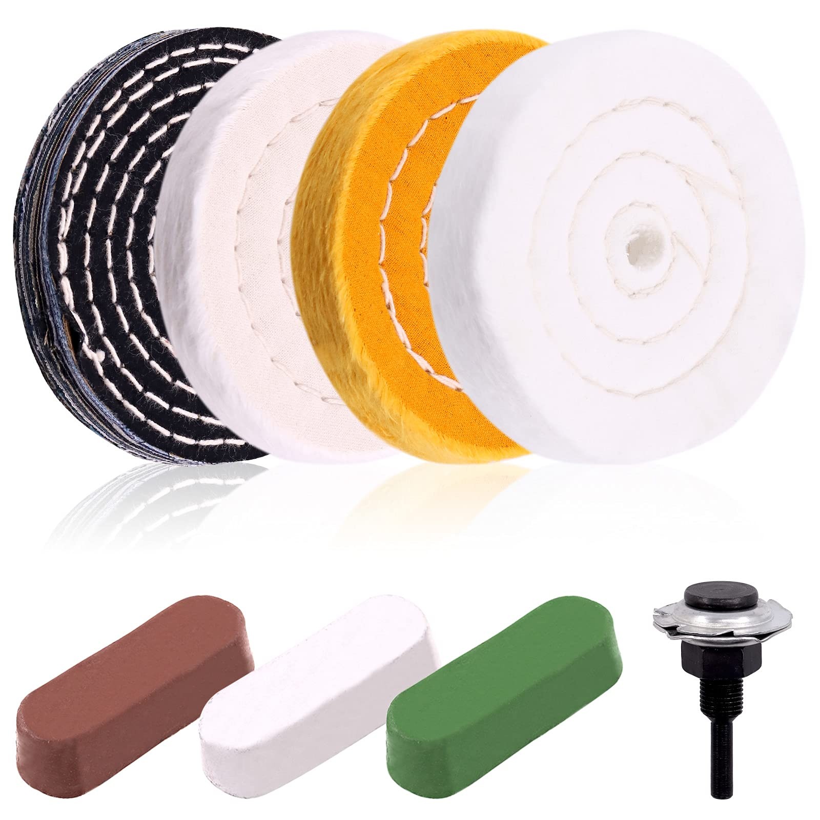 Keadic 8Pcs 4inch Buffing Polishing Wheel Kit Includes Polishing Compounds, B...