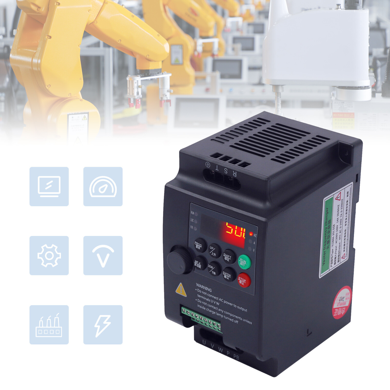 2 HP 3 Phase Motor Variable Frequency Drive VFD Speed Controller 220VAC 1.5KW 7A