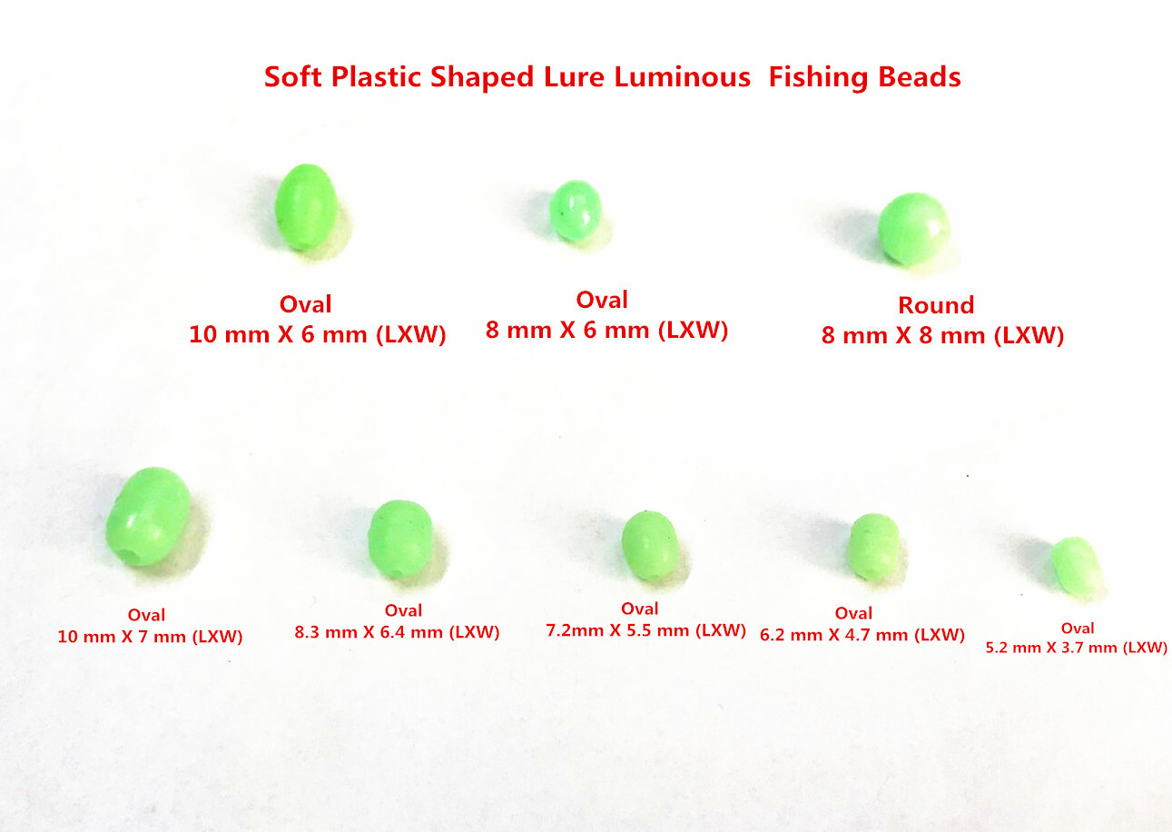 50 Pcs Soft Plastic  Round / Oval (Select) Shaped Lure Luminous  Fishing Beads