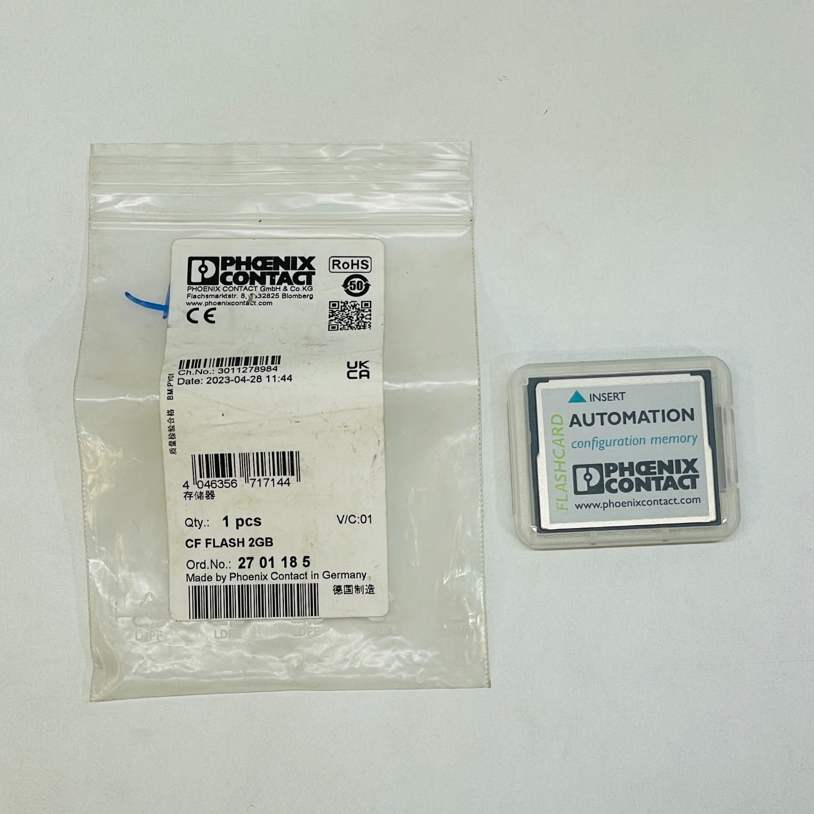 PHOENIX CONTACT 2701185 CF FLASH 2GB AUTOMATION CONFIGURATION MEMORY CARD