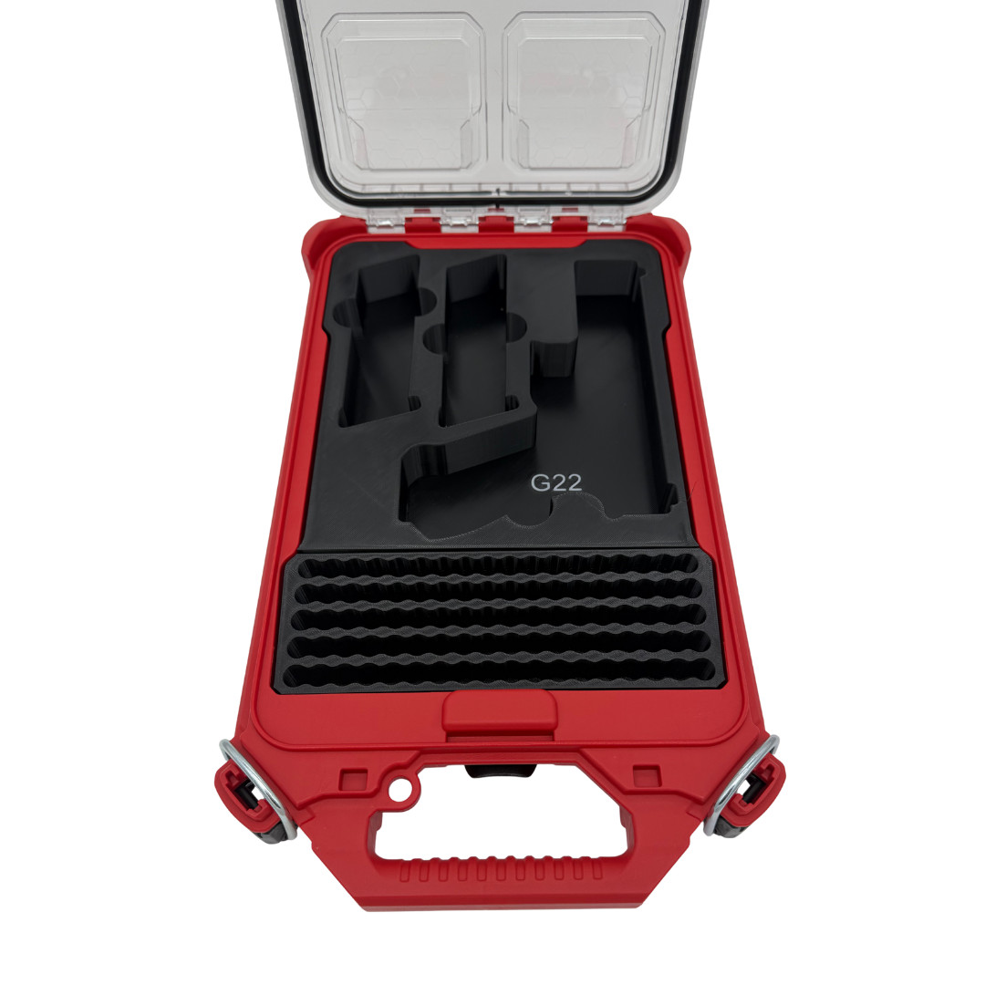 Glock 22 Insert for Milwaukee Packout – Holds 2 Mags + 90 Rounds