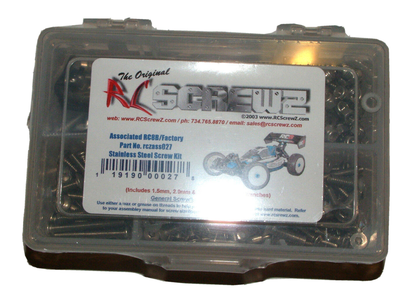 ASSOCIATED RC8B/FACTORY RC SCREWZ SCREW SET STAINLESS STEEL ASS027
