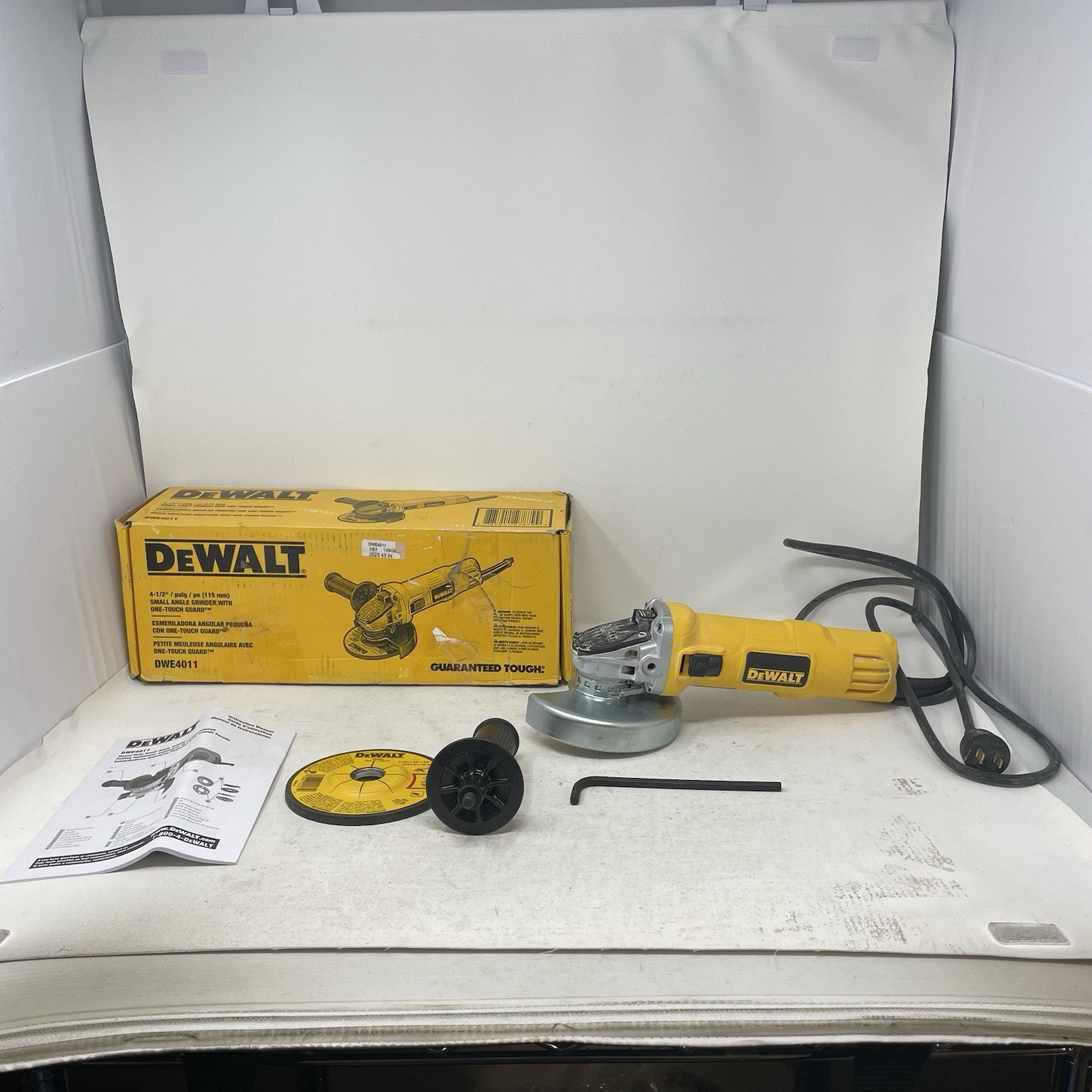 DEWALT DWE4011 Corded Small Angle Grinder w/ One-Touch Guard 4-1/2"