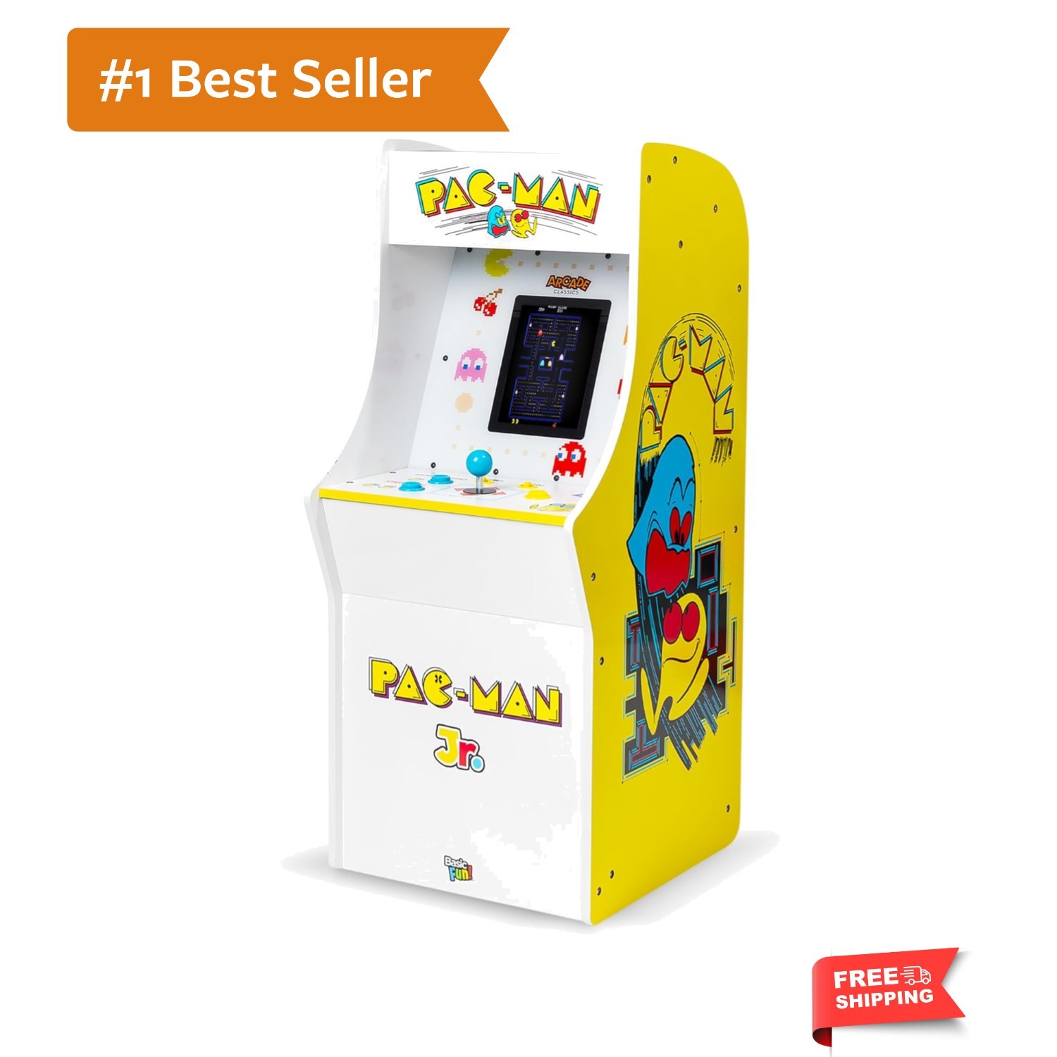 Pac Man Jr Series Free Standing Machine, 3 Games, 8" Liquid Crystal Screen - ...