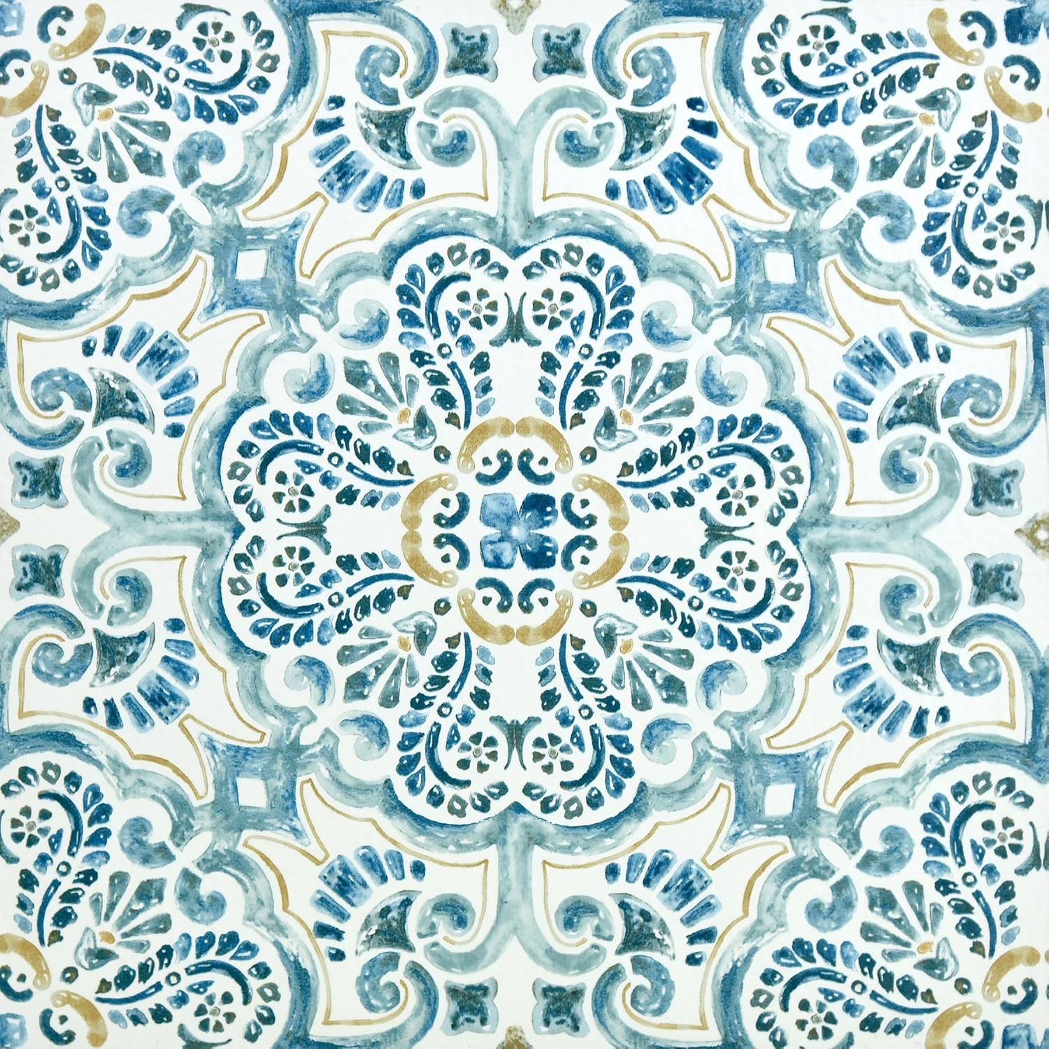 FP2477 Fontaine Peel & Stick Floor Tiles, Blue