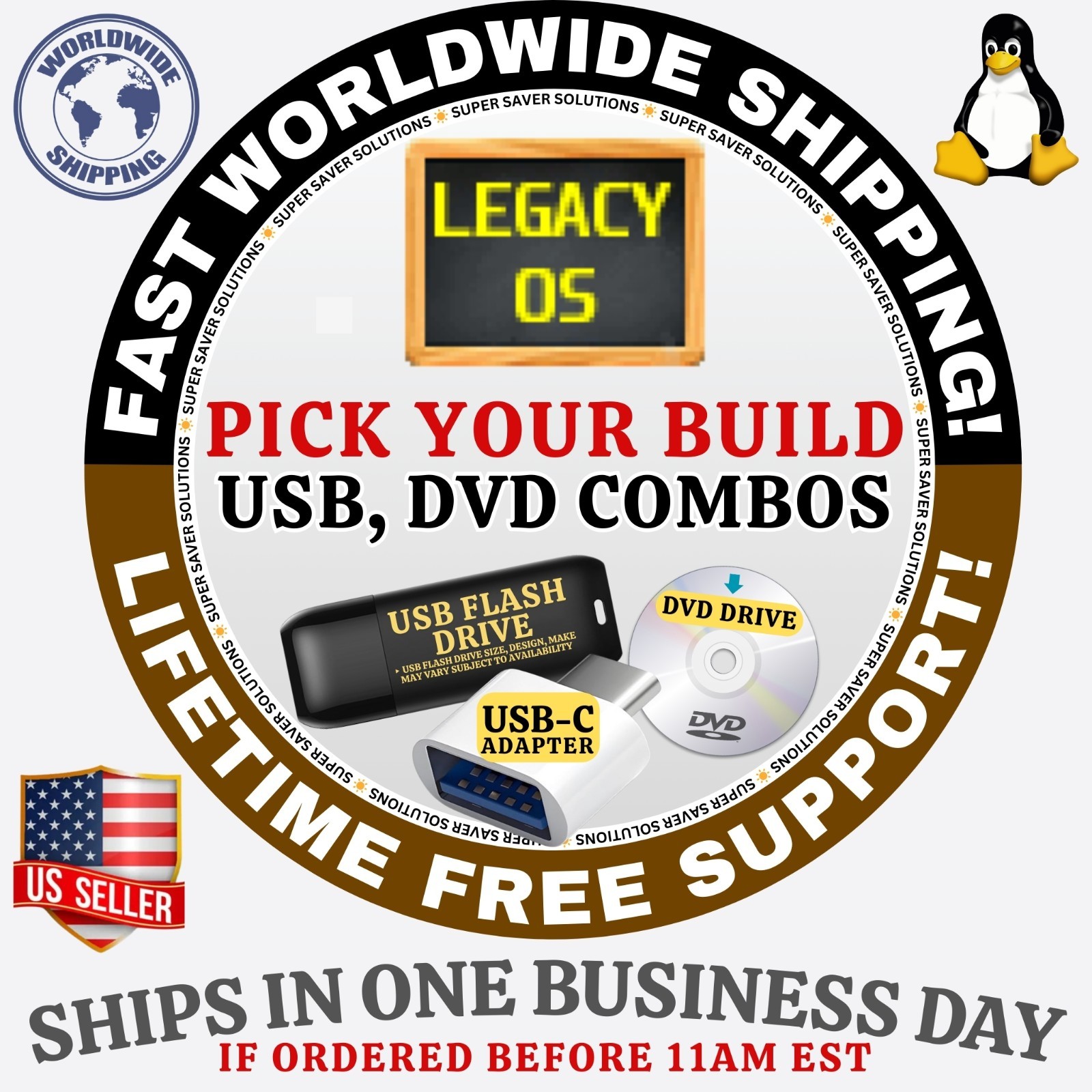 LEGACY LINUX OS | LATEST ISO BUILD | DVD, USB COMBOS | MAC/PC/LINUX | FAST SHIP