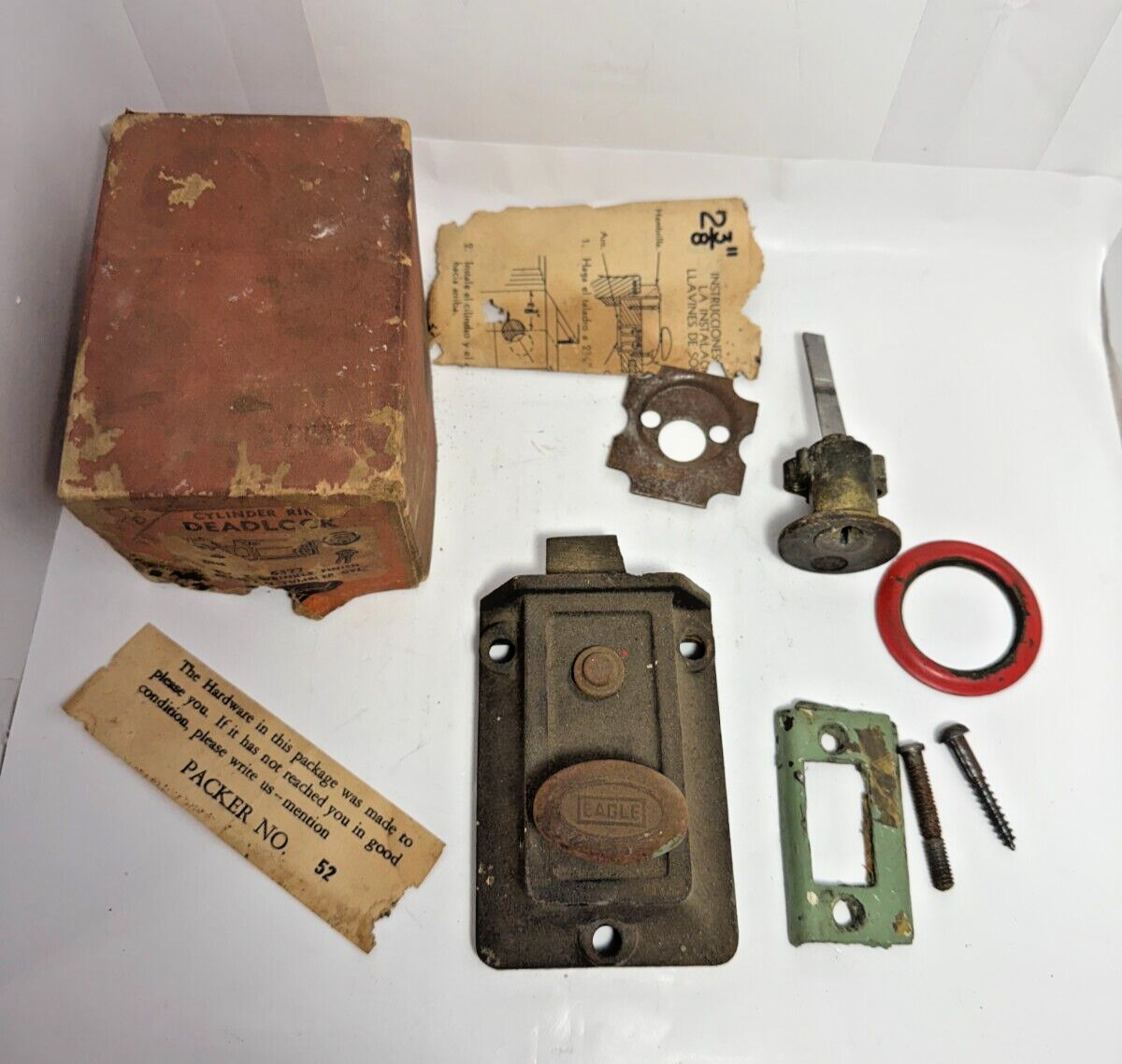 Vintage Lockwood Eagle Cylinder Rim Deadlock (no key) 6377 Random Collection
