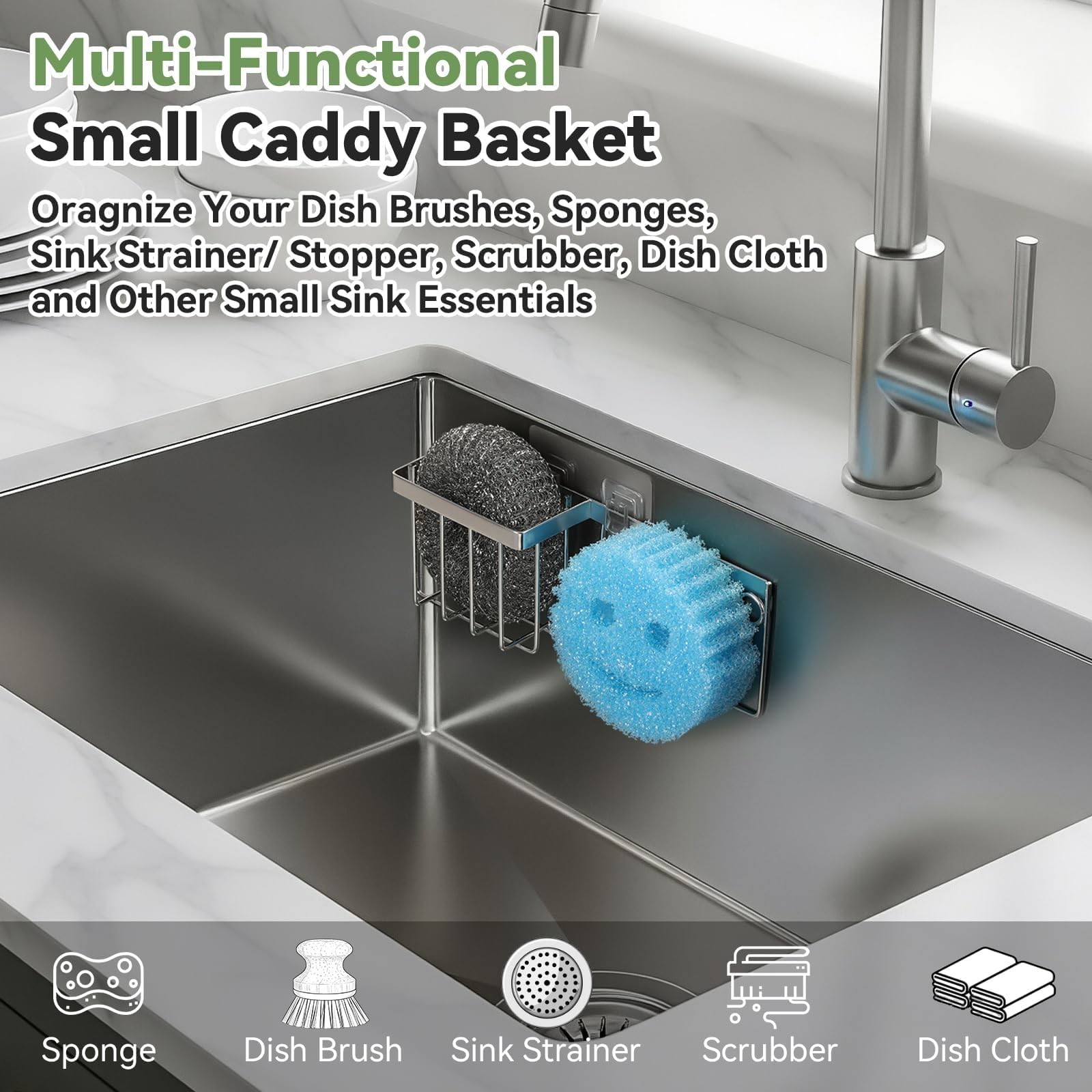 [Space Saving] Sponge Holder for Kitchen Sink, Great for Scrub Daddy / Scrub ...