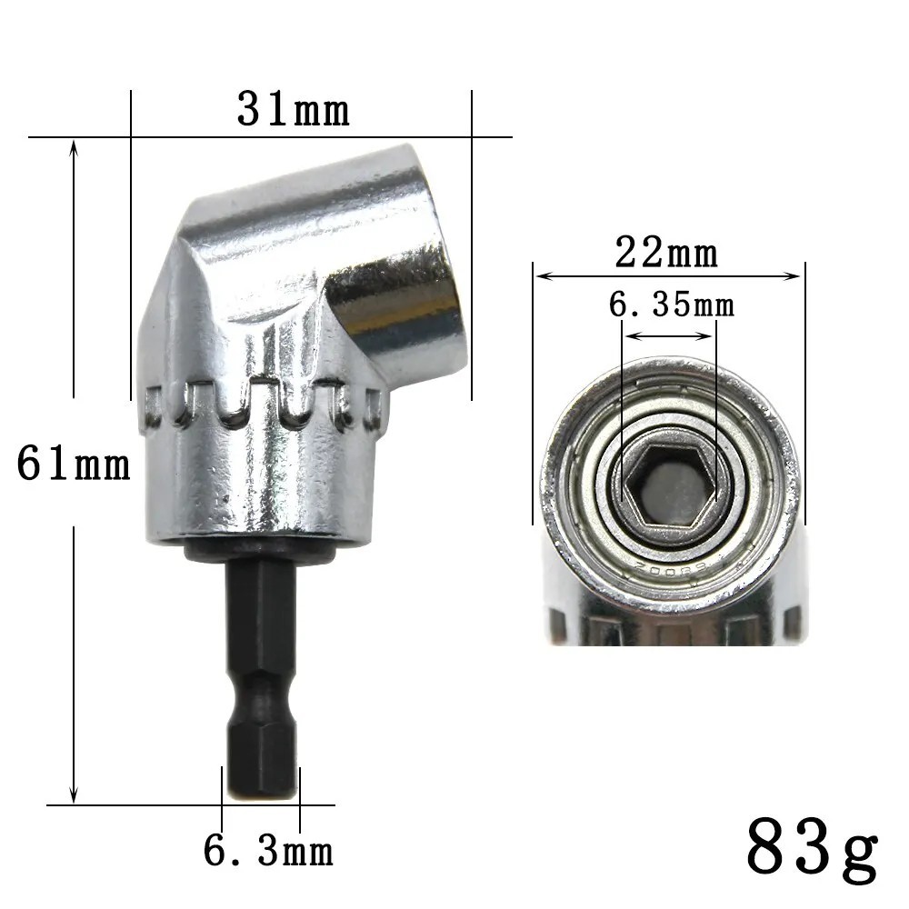 105 Degree Right Angle Drill Attachment 1/4 Hex Shank Extension Socket Adapter