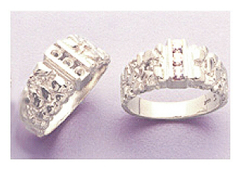 Round Three Stone Nugget Solid Silver Pre-Notched Ring Setting Size 10