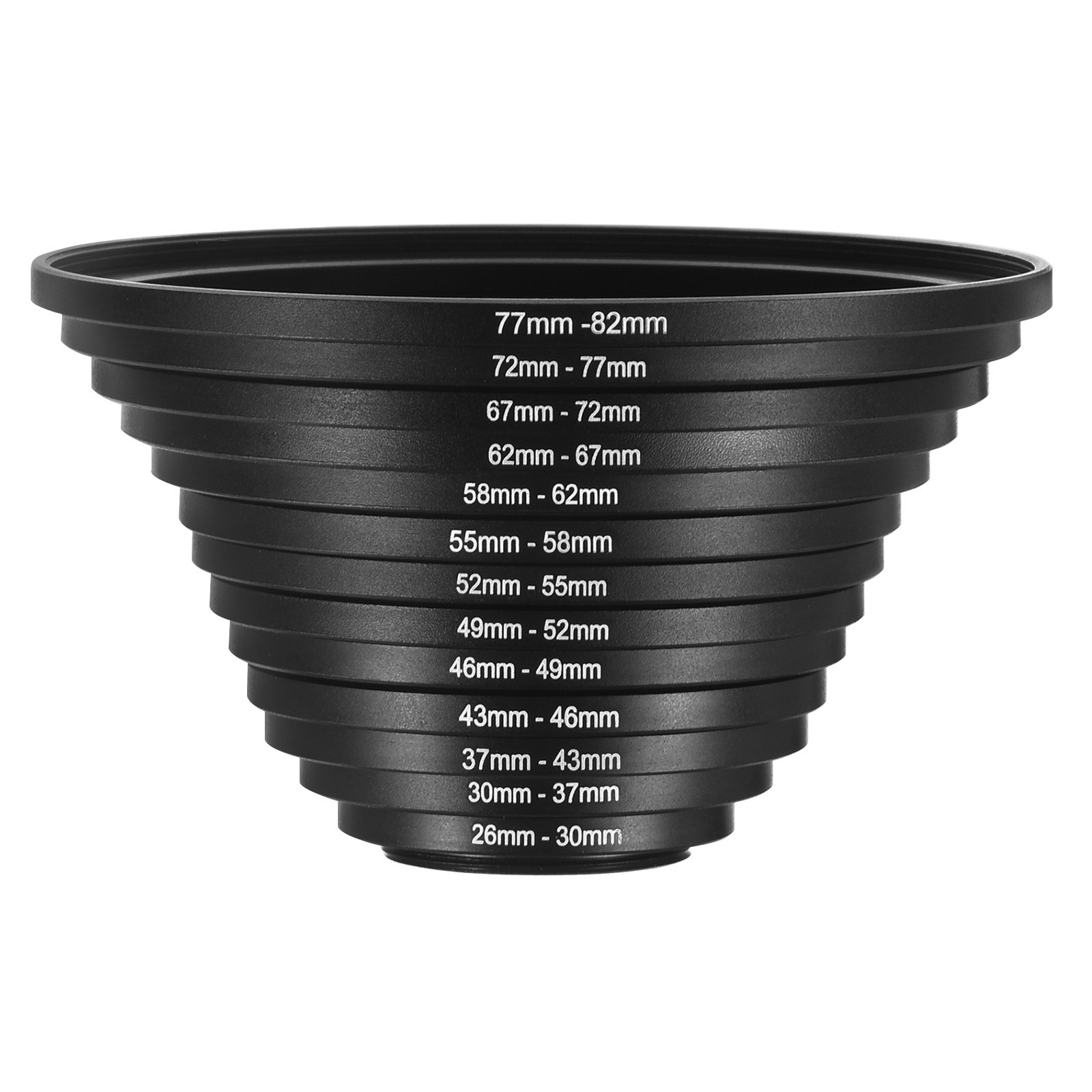 13 Pcs Metal Step Up Ring Camera Lens Filter Adapter Ring Aluminum Black