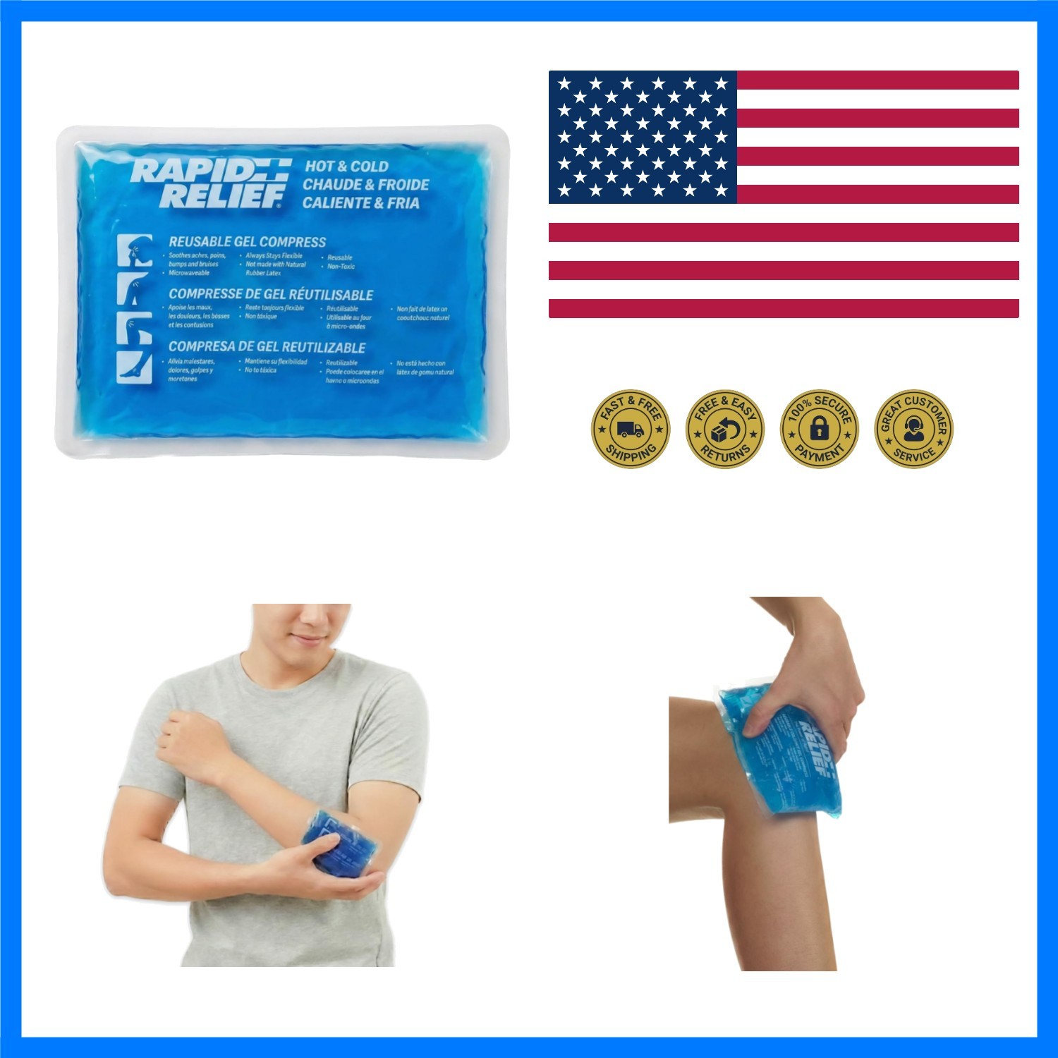 Gel Ice Pack, Reusable Cold Pain Relief, Small 4x6 Inch 1 Ct | For Injuries, ...