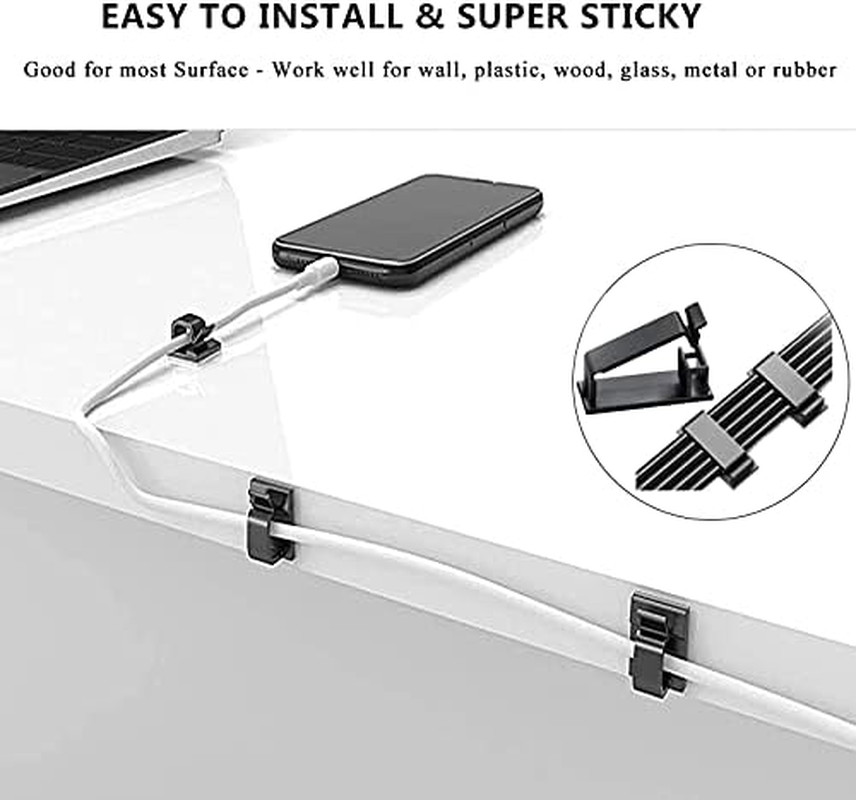 Cord Management Organizer Kit 4 Cable Sleeve Split with 41Self Adhesive Cable Cl
